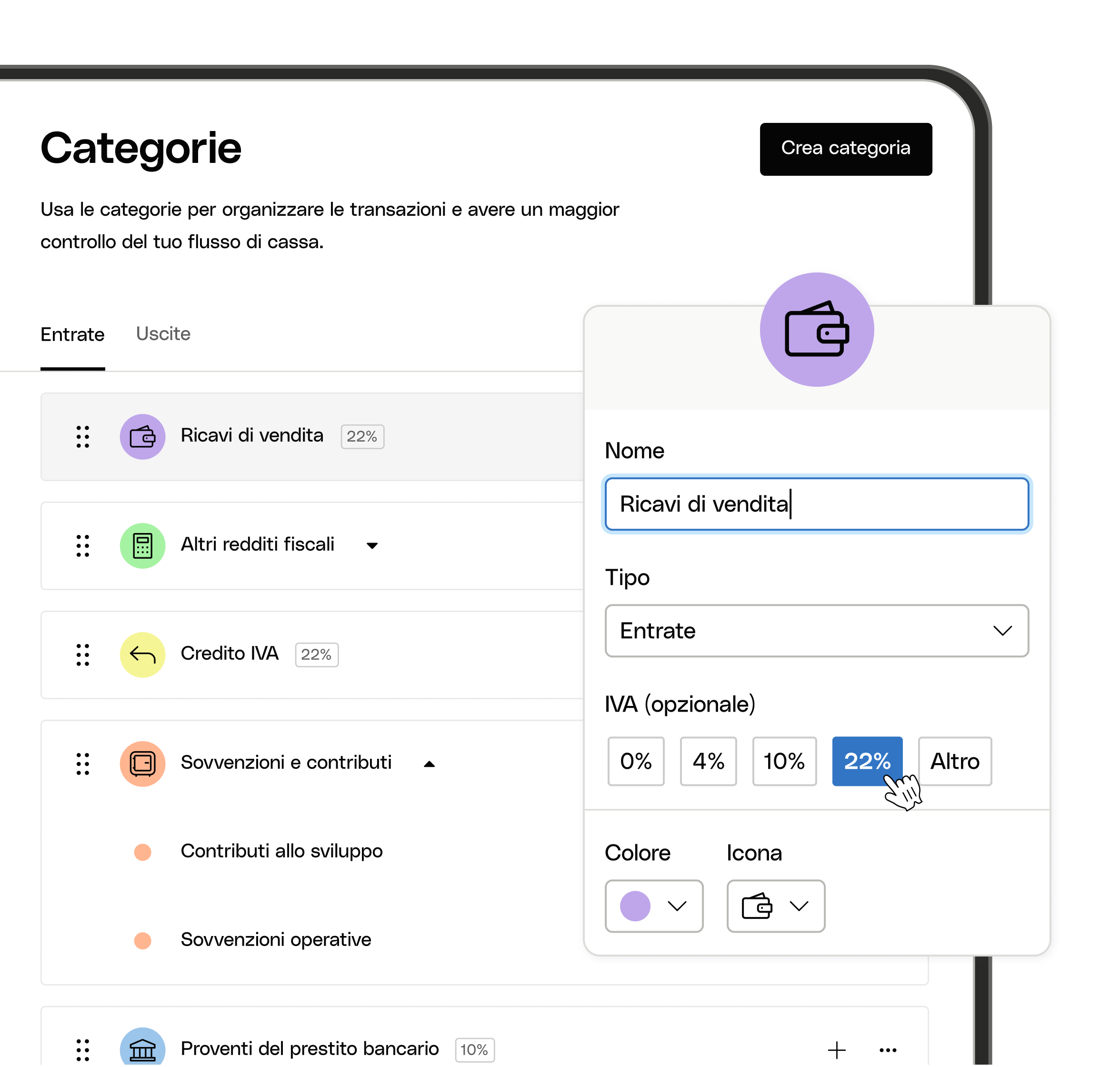 WEB IT UI Hero ArgomentoEvidenzia Bento Flusso di cassa Categorie