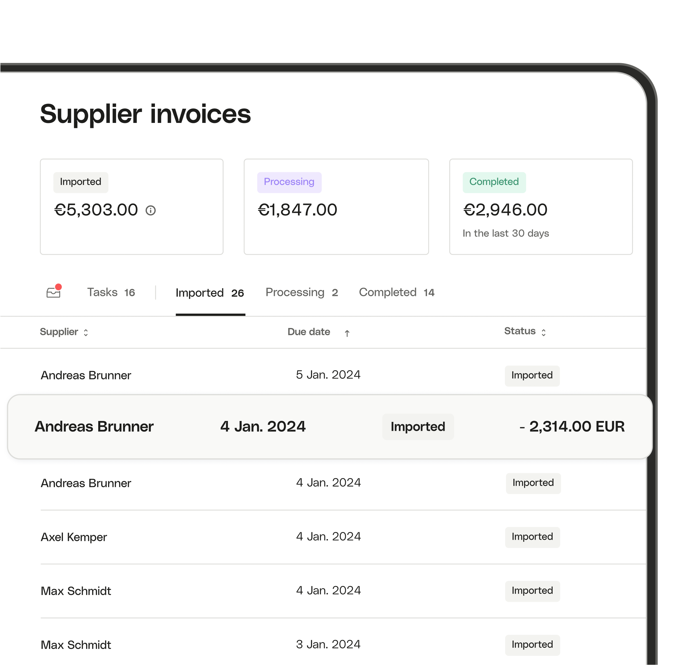 WEB UI Hero TopicHighlight Bento Desktop Supplier invoice