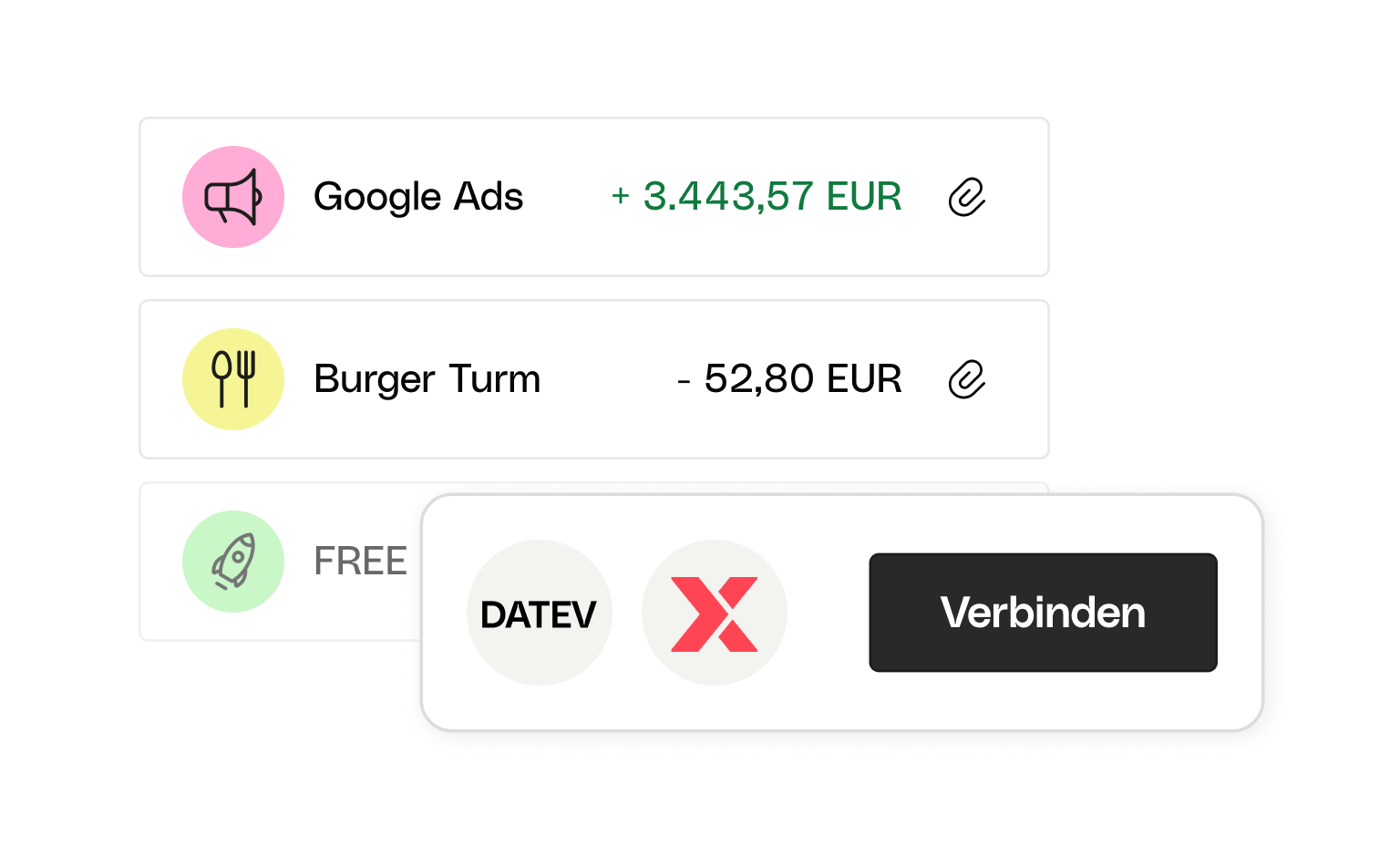 WEB UI Karten Bento Überschrift Geschäftskonto Buchhaltung Buchhalter Ansicht Verbinden
