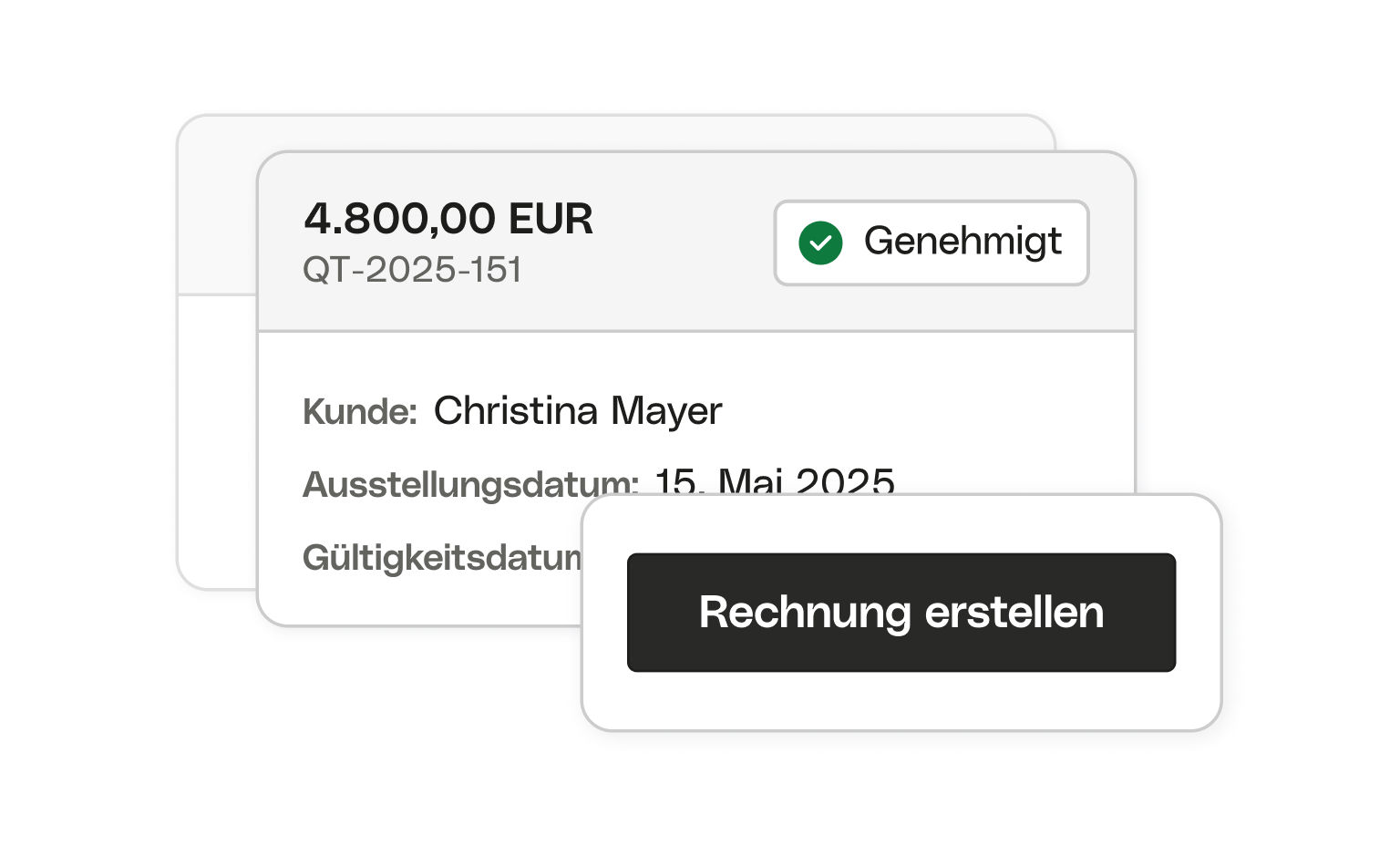 WEB UI Karten Bento Überschrift Angebot zur Rechnung
