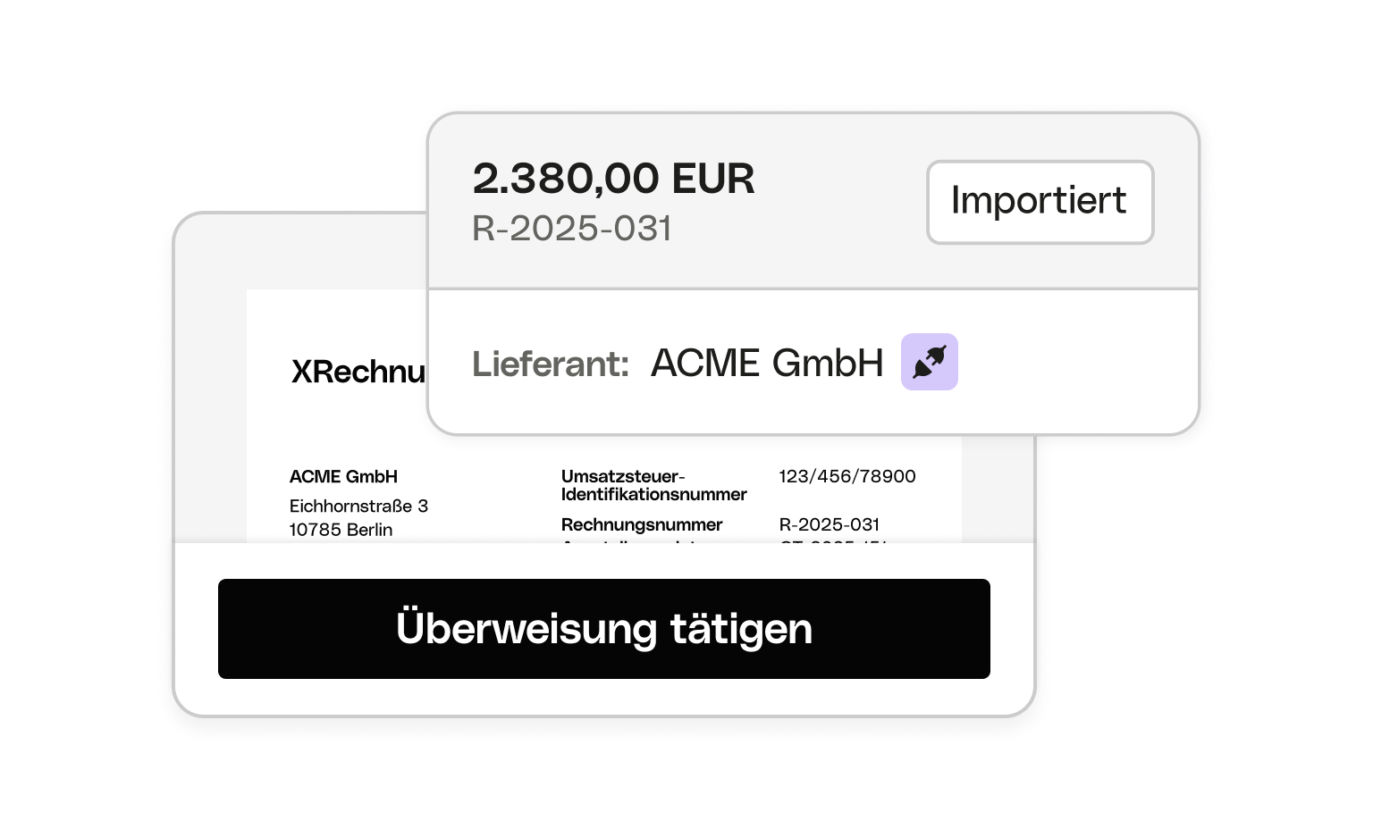 WEB UI Karten Bento Headline Evoice Importiert