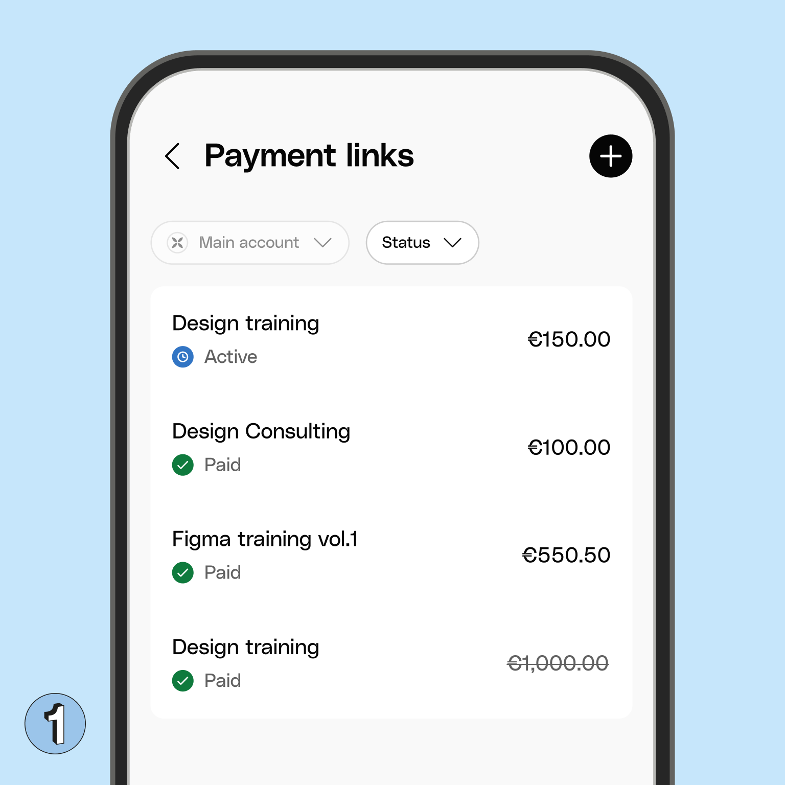 WEB UI Blueberry Cards Bento Headline Payment Link List