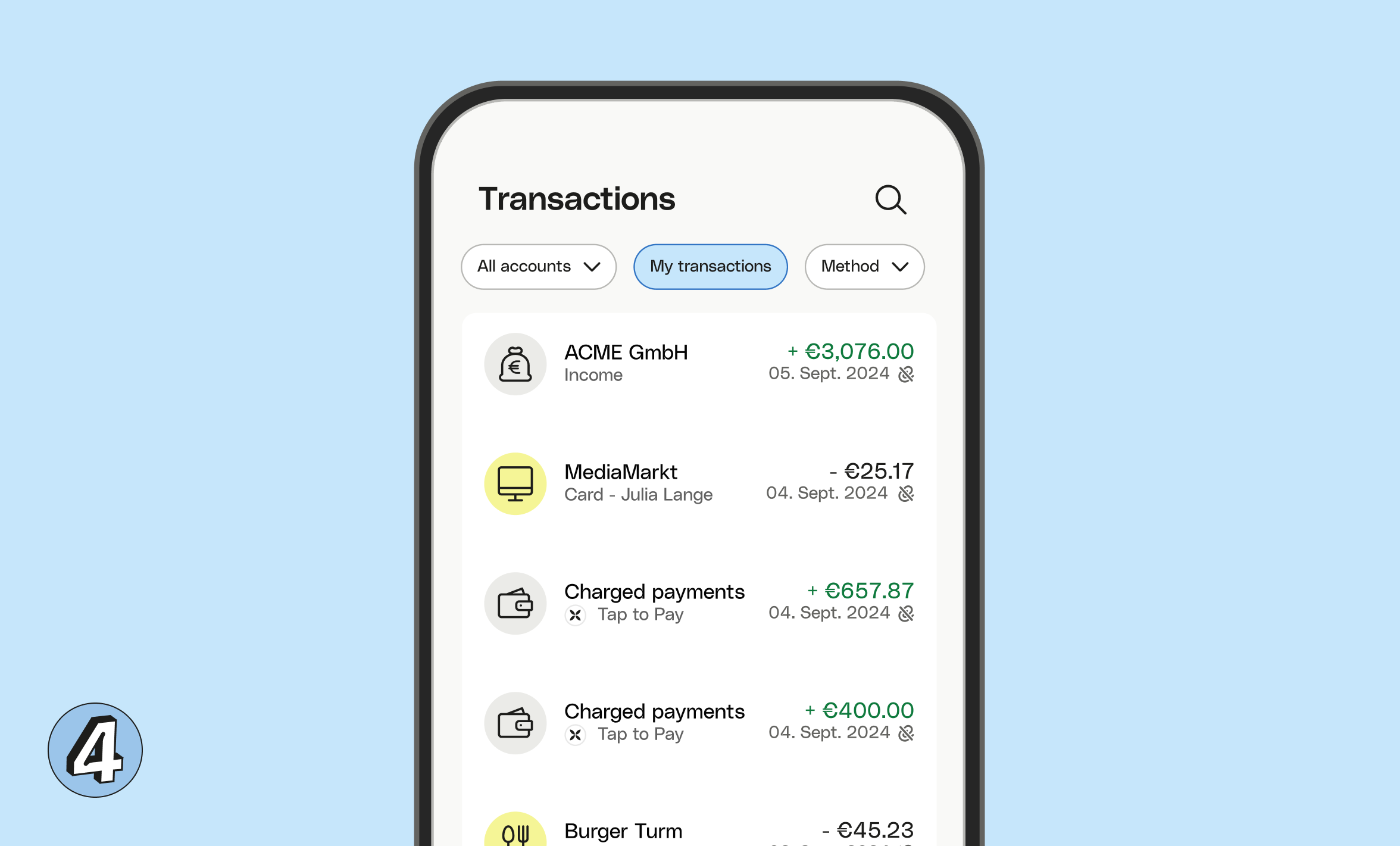WEB UI Blueberry Cards Bento Headline Transactions Tap To Pay