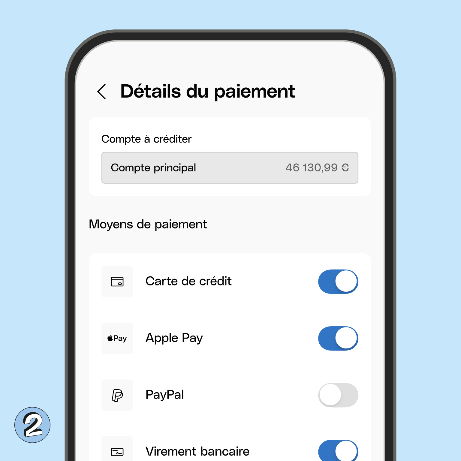 Interface utilisateur Web Blueberry Cards Bento Titre Lien de paiement Modes de paiement