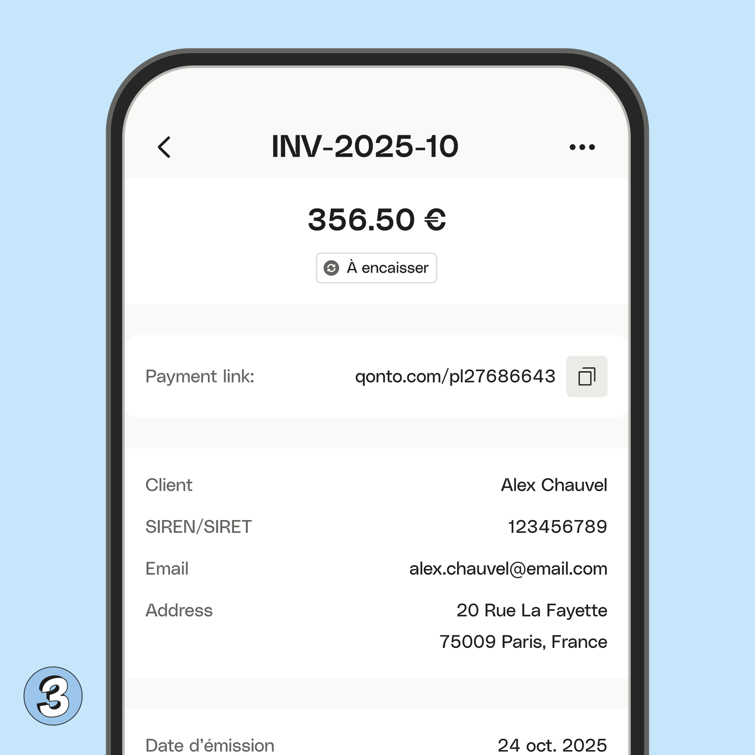 Lien de paiement de facture de titre de cartes d'interface utilisateur Web Bento