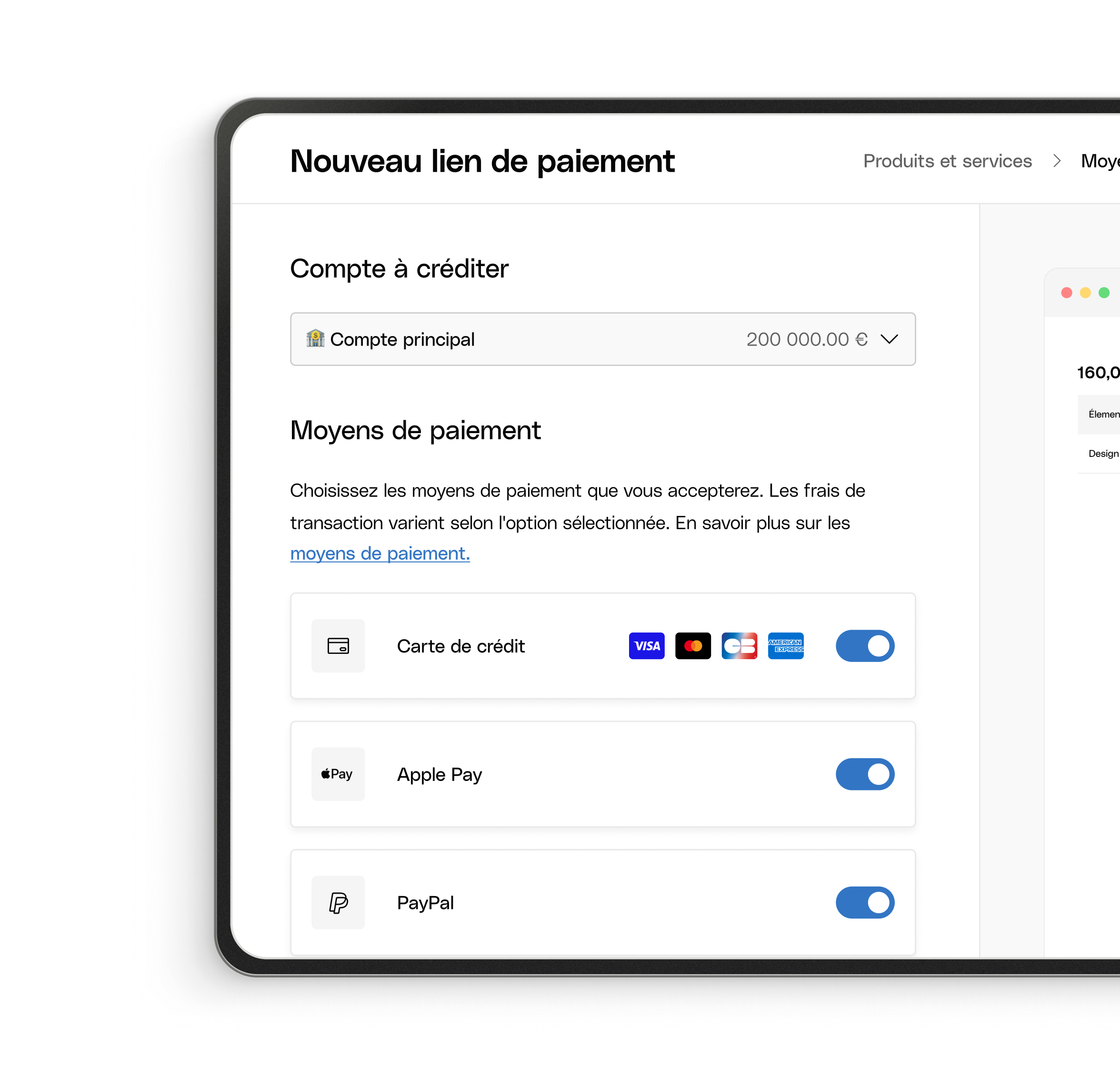 Interface utilisateur Web Hero TopicHighlight Lien de paiement Bento Modes de paiement