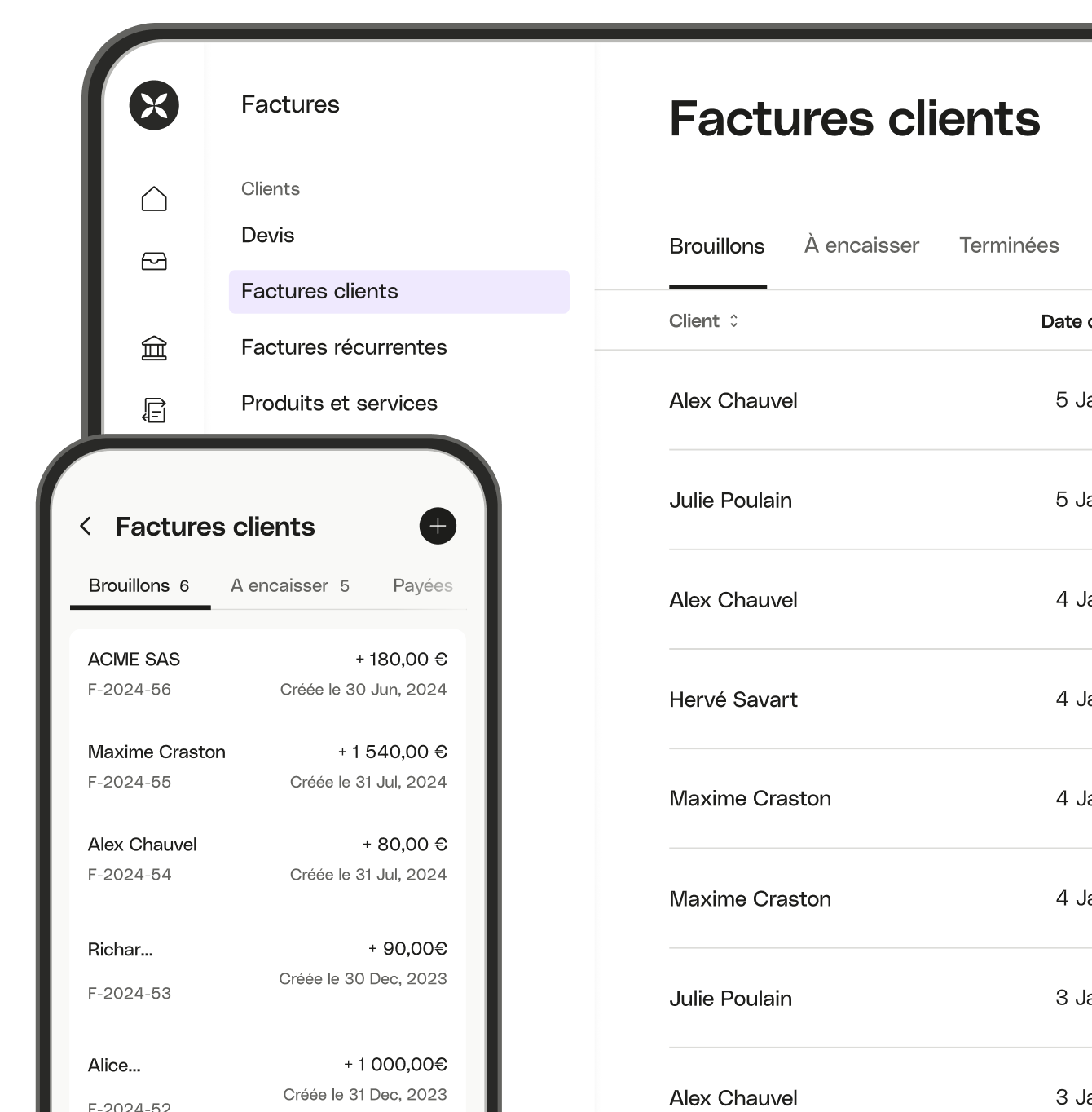 BLOG UI Clients cliquables Factures Mobile