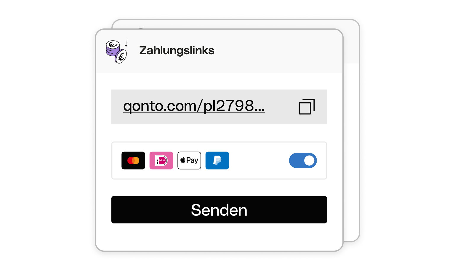 WEB UI Karten Bento Überschrift Zahlungslink URL
