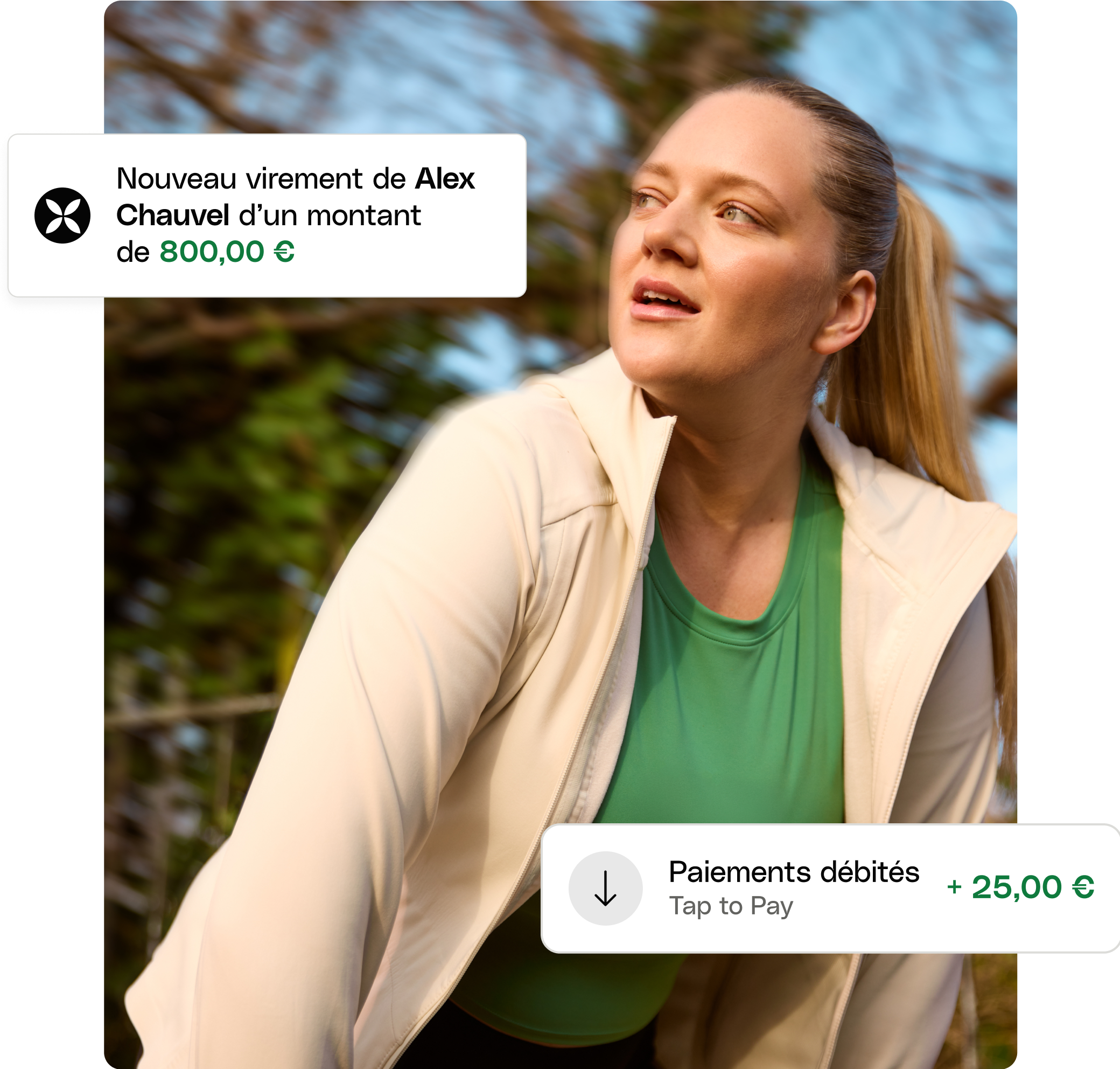 Interface utilisateur Web Photo Hero Topic Highlight Bento Woman Outside Runner E01 E04