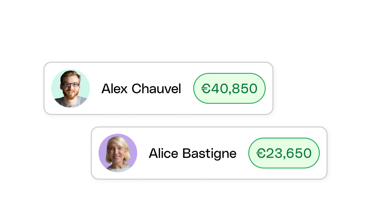 Cartes d'interface utilisateur WEB Bento Headline Transfers