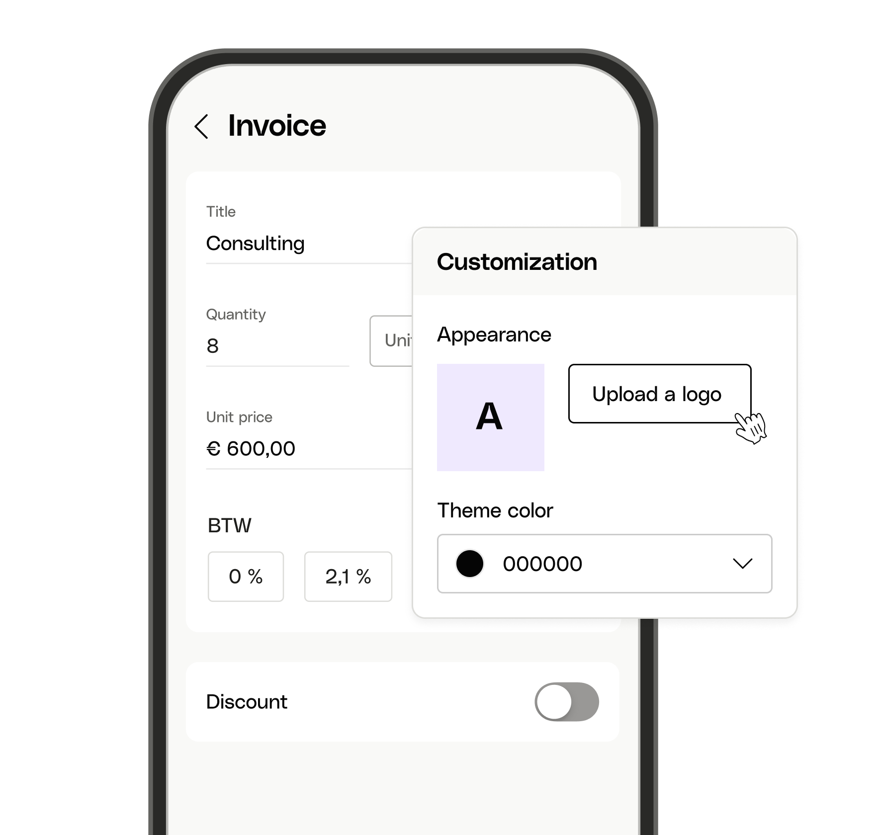 WEB BE NL UI Hero TopicHighlight Bento Invoice Customization Mobile