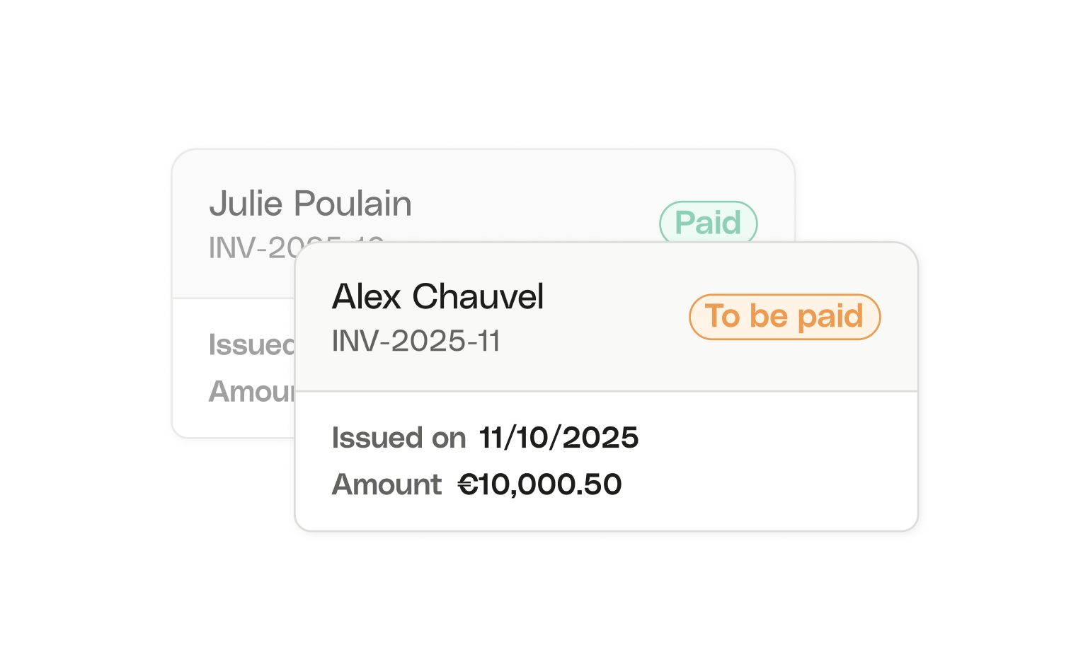 WEB ENDE UI Cards Headline Bento Invoicing Statuses