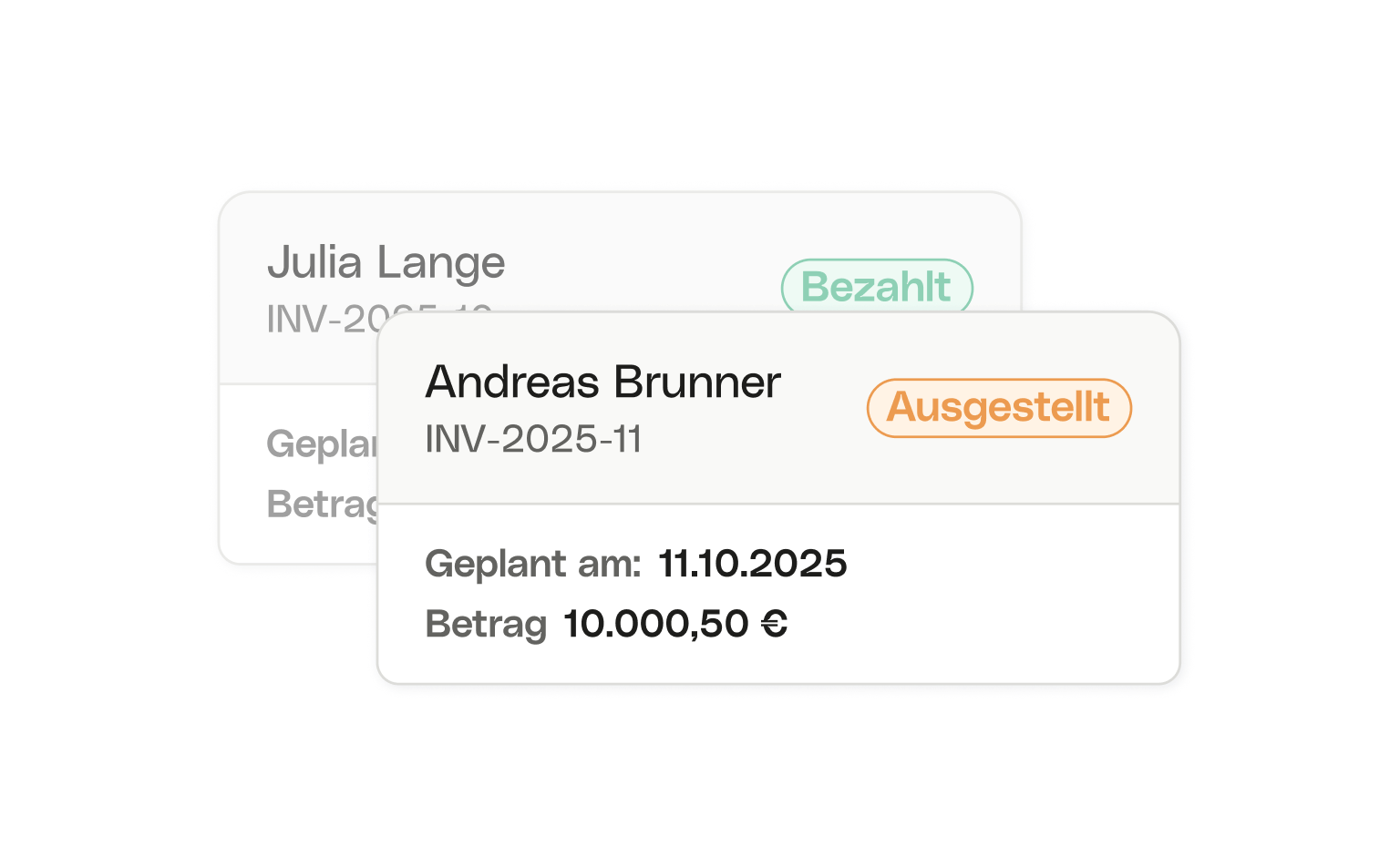 WEB AT UI Karten Überschrift Bento Rechnungsstatus