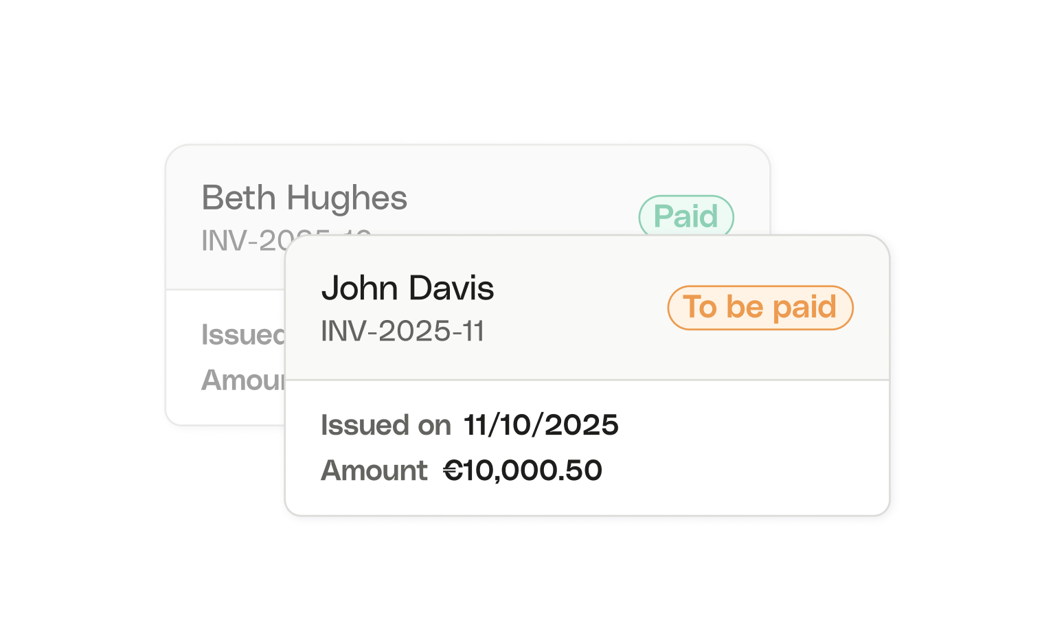 WEB  UI Cards Headline Bento Invoicing Statuses