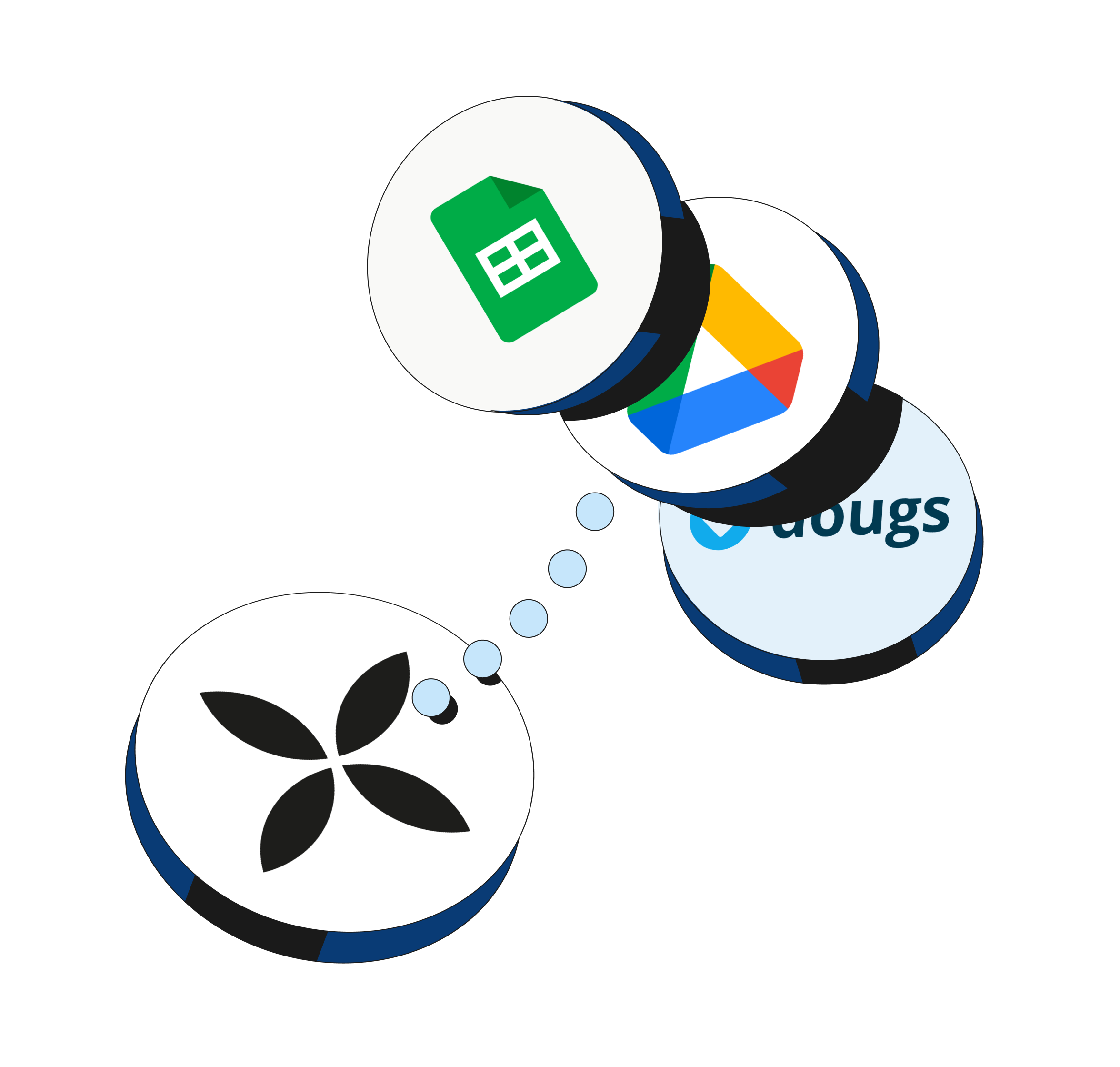 Flux WEB Blueberry Hero TopicHighlight Bento Intégrations GoogleSheets GoogleDrive Zapier