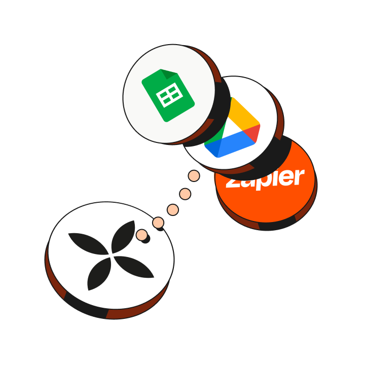 WEB Flow Peach Tiles SEOHighlight Intégrations GoogleSheets GoogleDrive Zapier