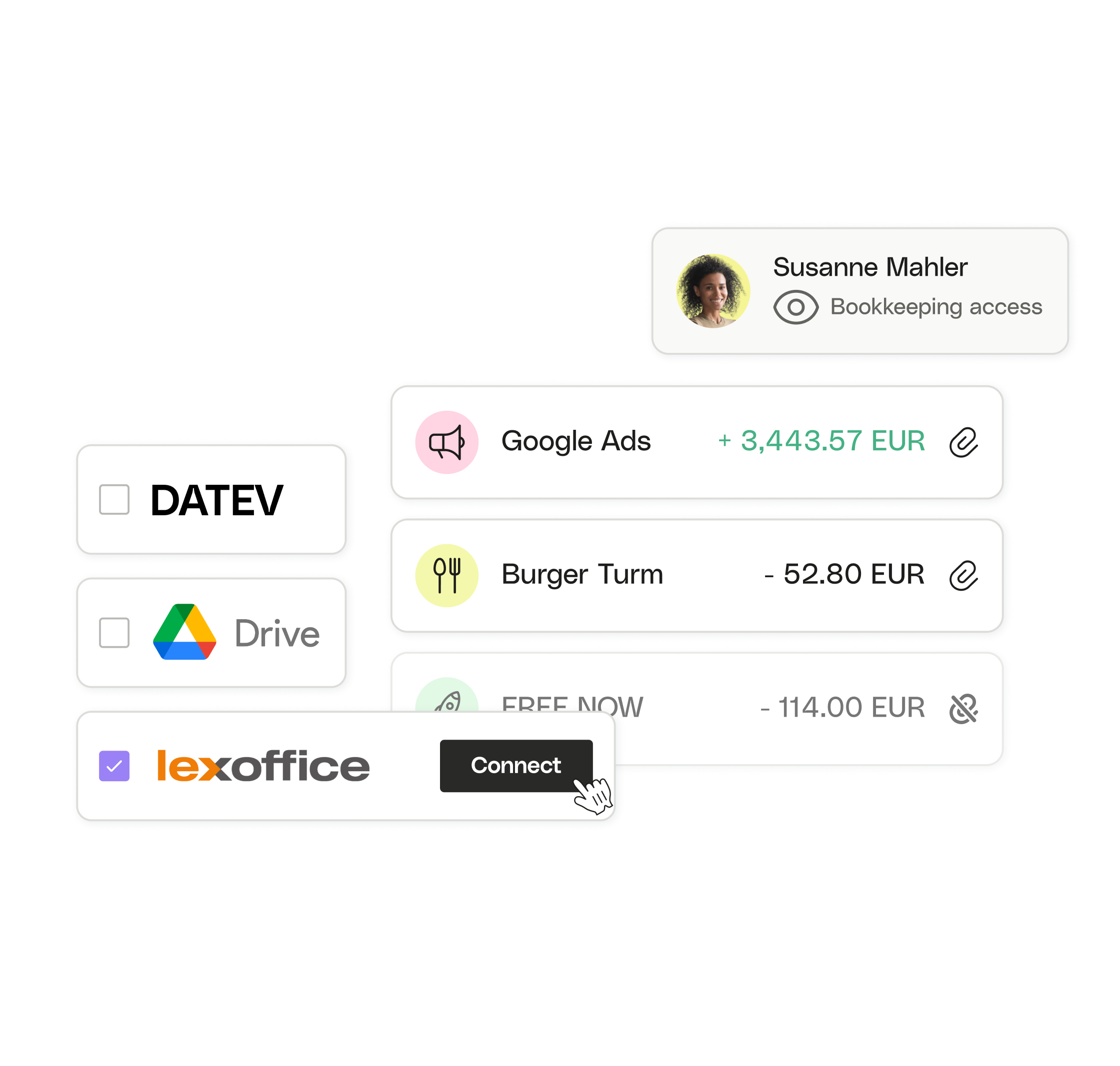 WEB ENDE UI Hero TopicHighlight Bento Bookkeeping Accountant View Connect