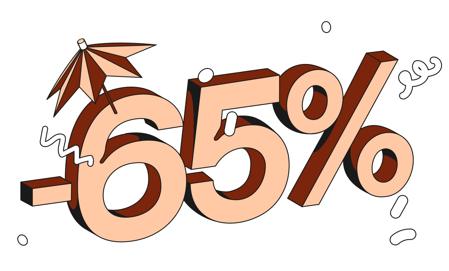 WEB Flow Peach Cards Bento Headline Discount Summer Promo 65%