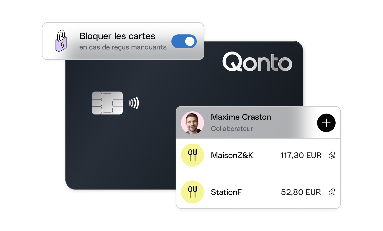 Cartes d'interface utilisateur Web Titre Bento PlusCard Reçus manquants Blocage automatique