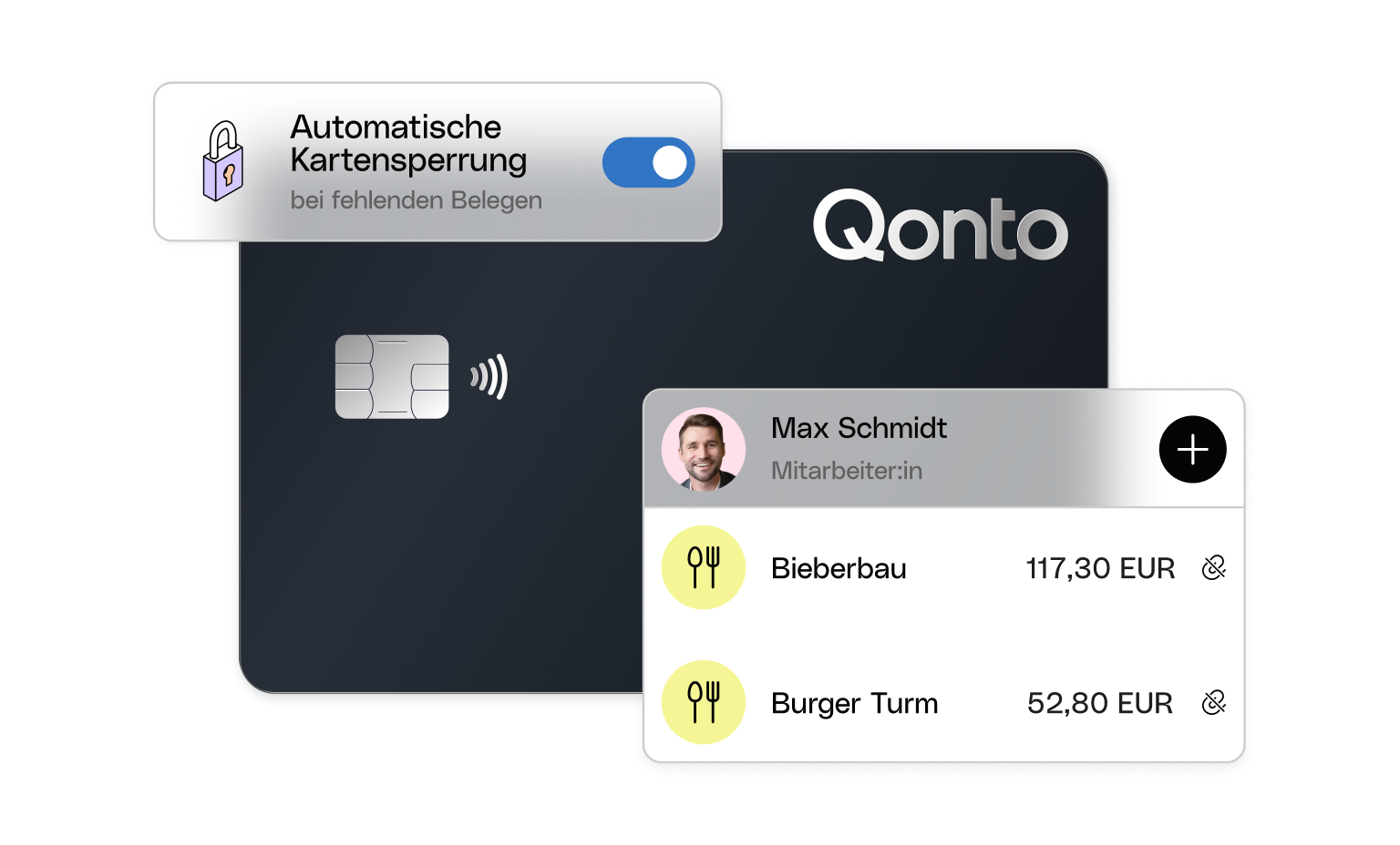 WEB UI Karten Überschrift Bento PlusCard Fehlende Belege Automatische Blockierung