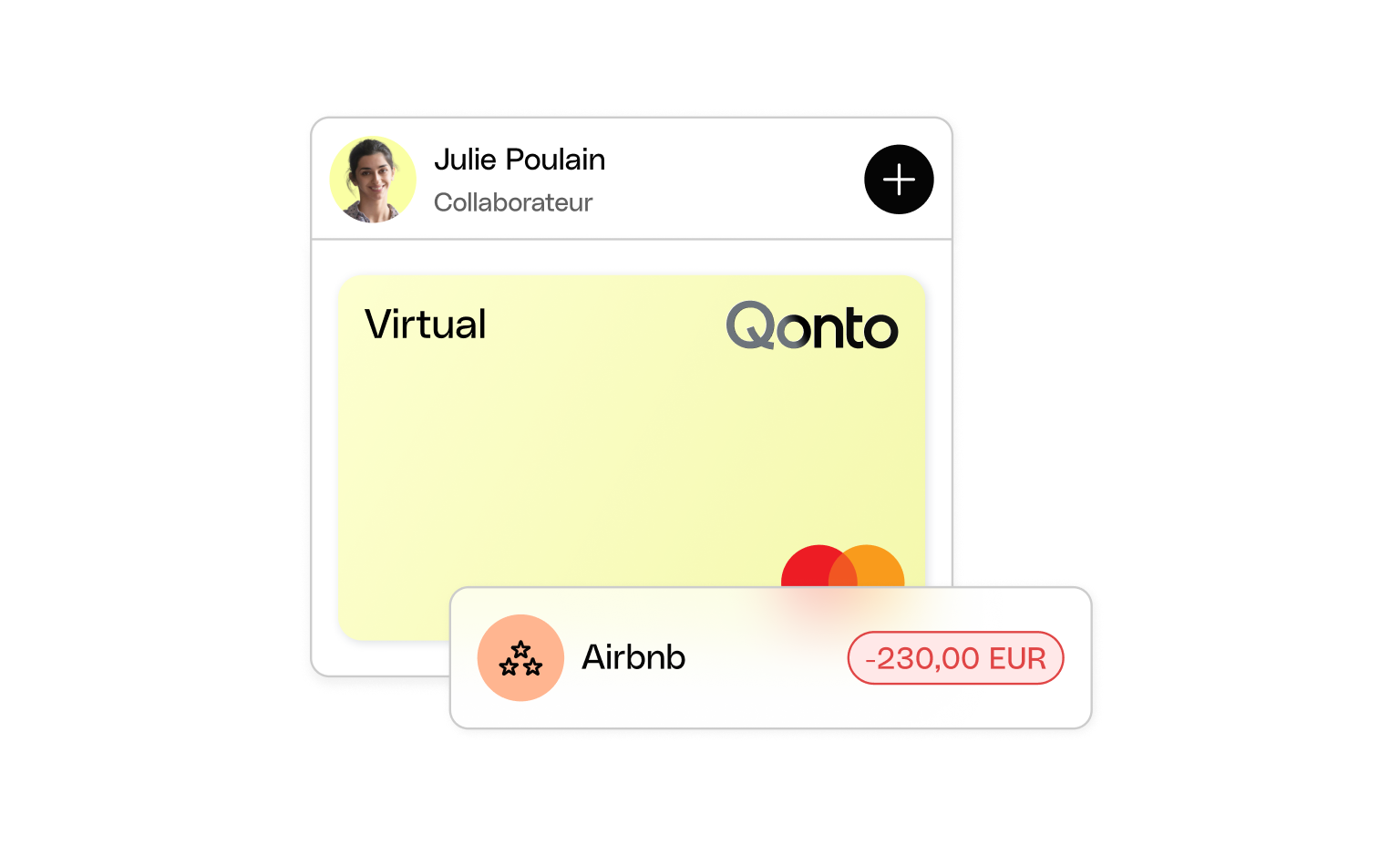 Cartes d'interface utilisateur WEB Titre Bento VirtualCard Transaction unique