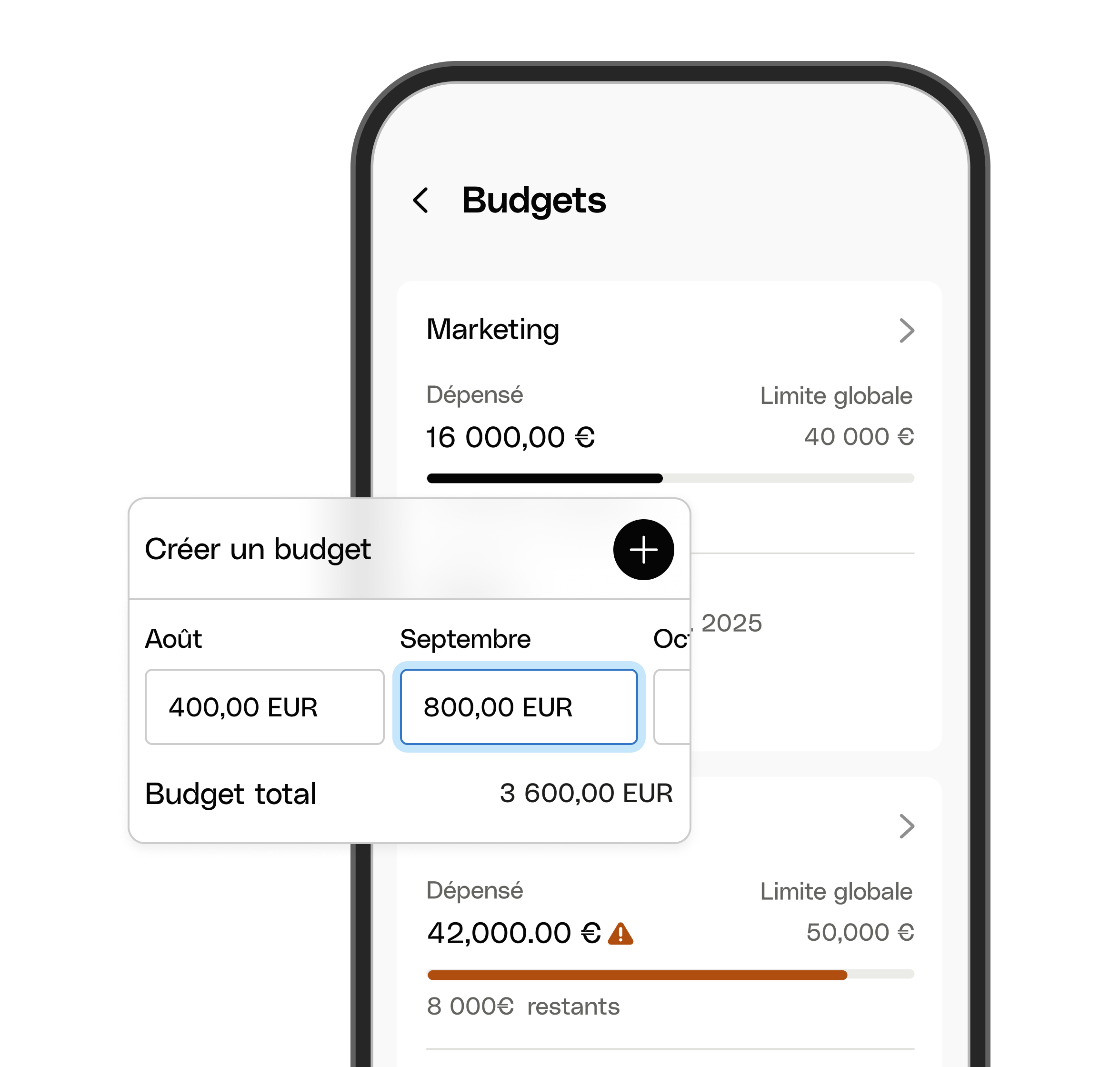 Interface utilisateur Web Hero TopicHighlight Bento Budgets Creation Mobile