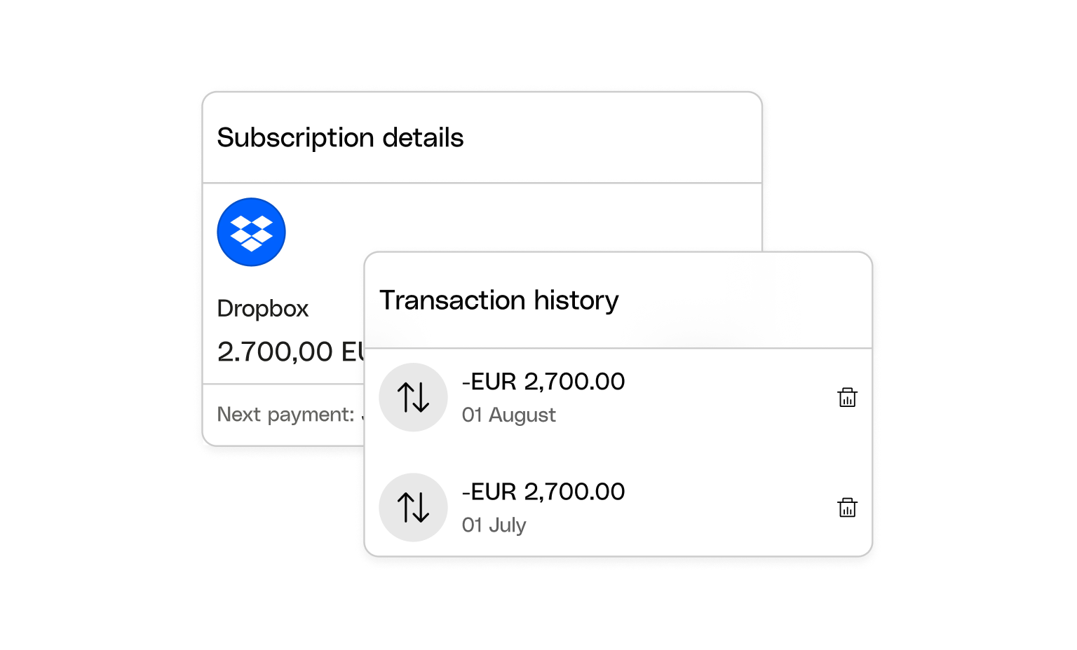 WEB  UI Cards Bento Headline Subscription Transactions