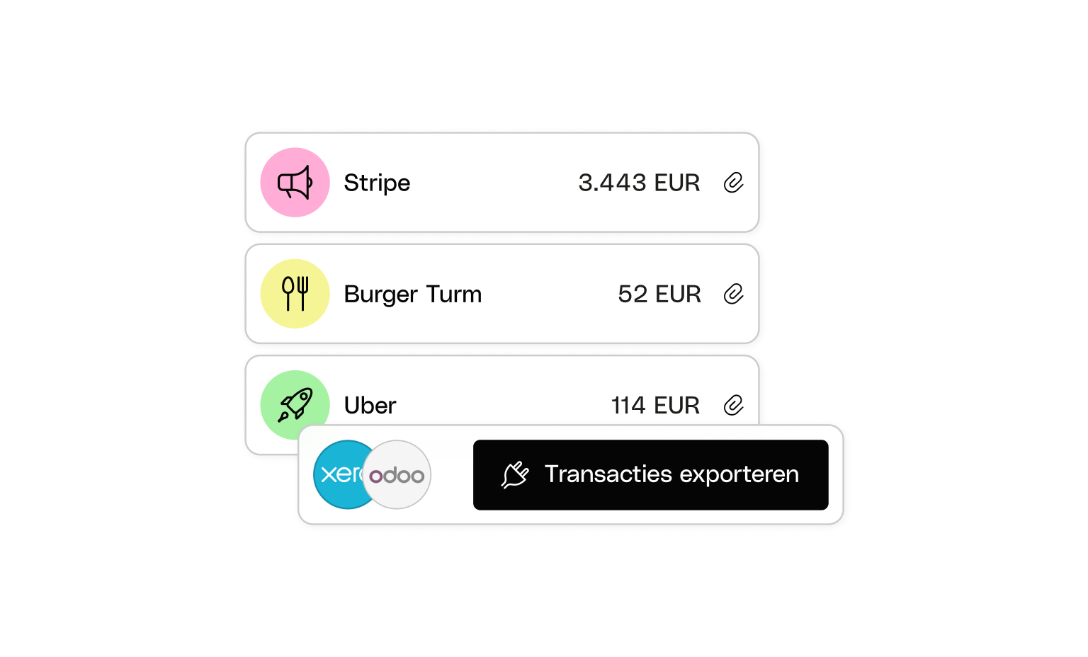 WEB AT UI Cards Bento Transactions Integrations Xero Odoo