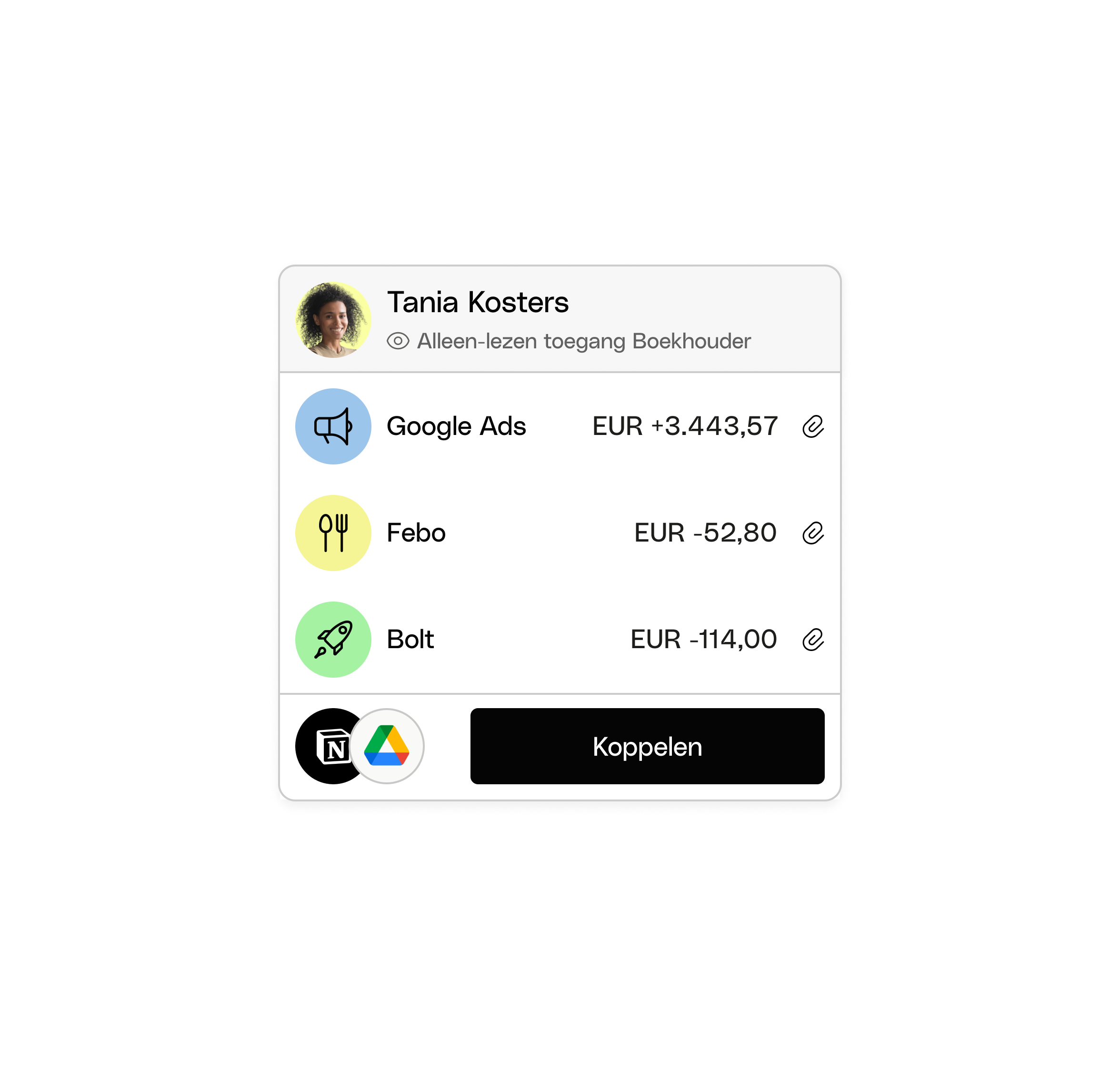 WEB NL UI Hero TopicHighlight Bento Bookkeeping Accountant View Connect Notion GoogleDrive