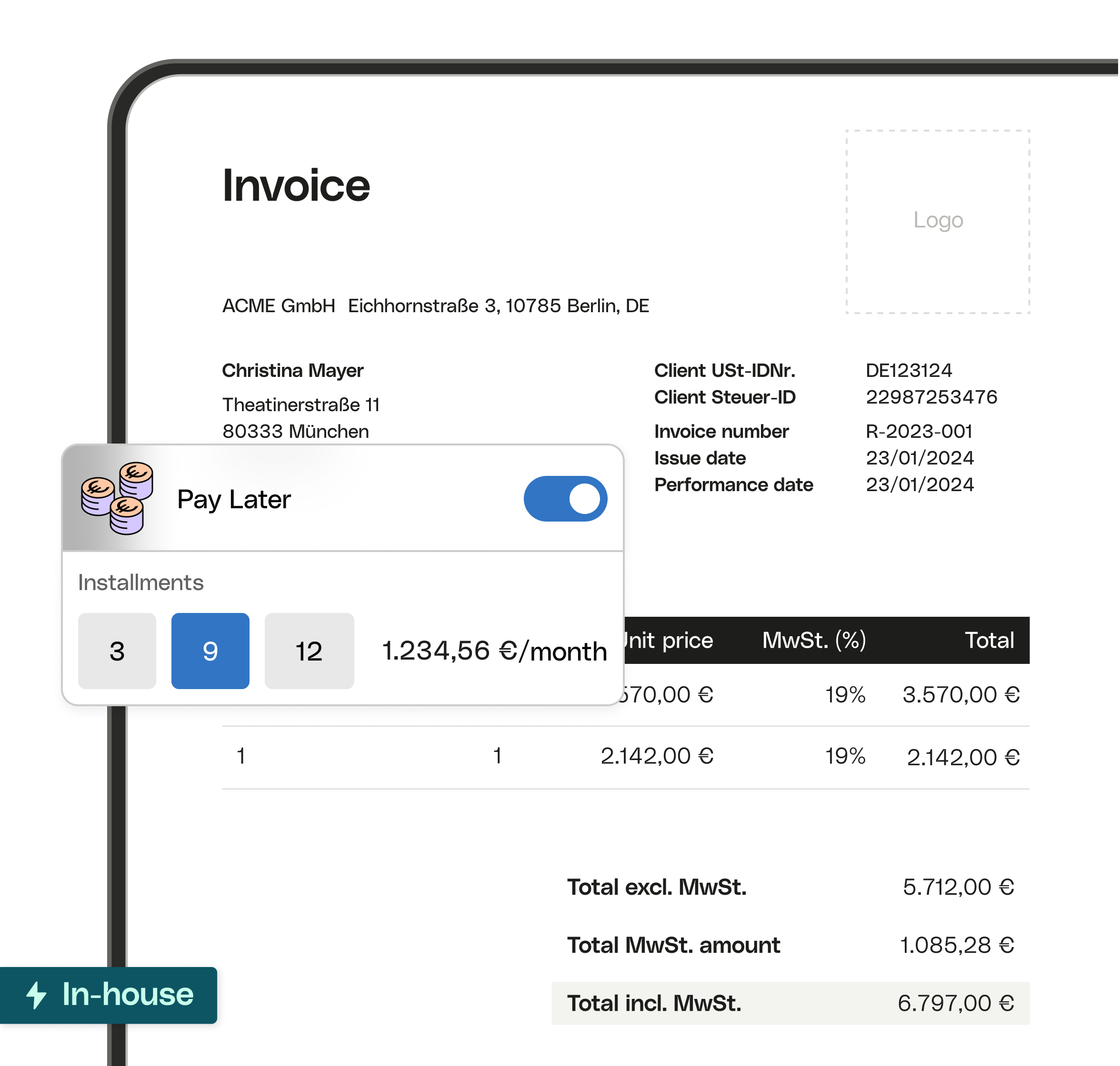 WEB ENDE UI Mint Hero TopicHighlight Bento Pay Later badge
