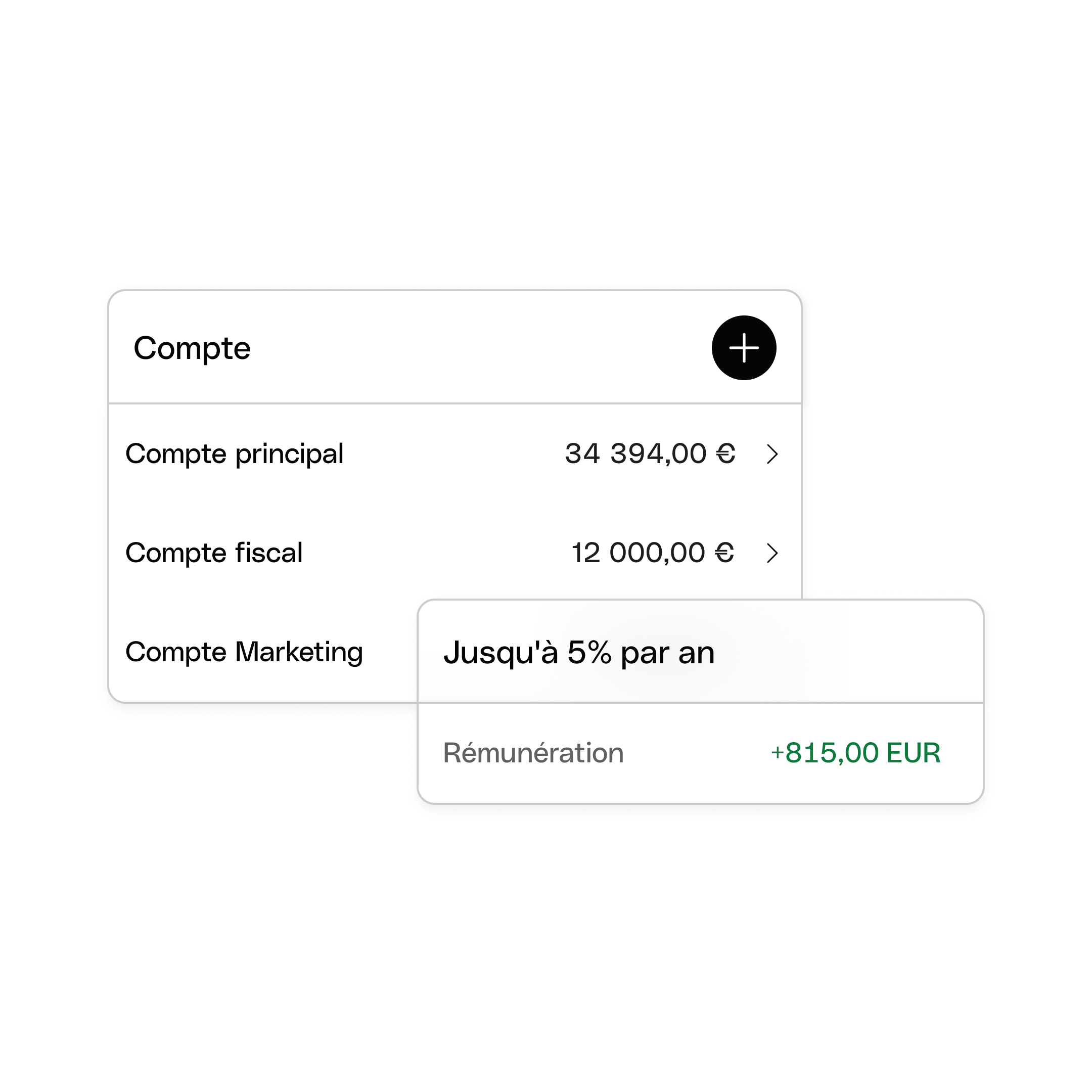 Cartes d'interface utilisateur WEB Bento Headline Comptes de rémunération