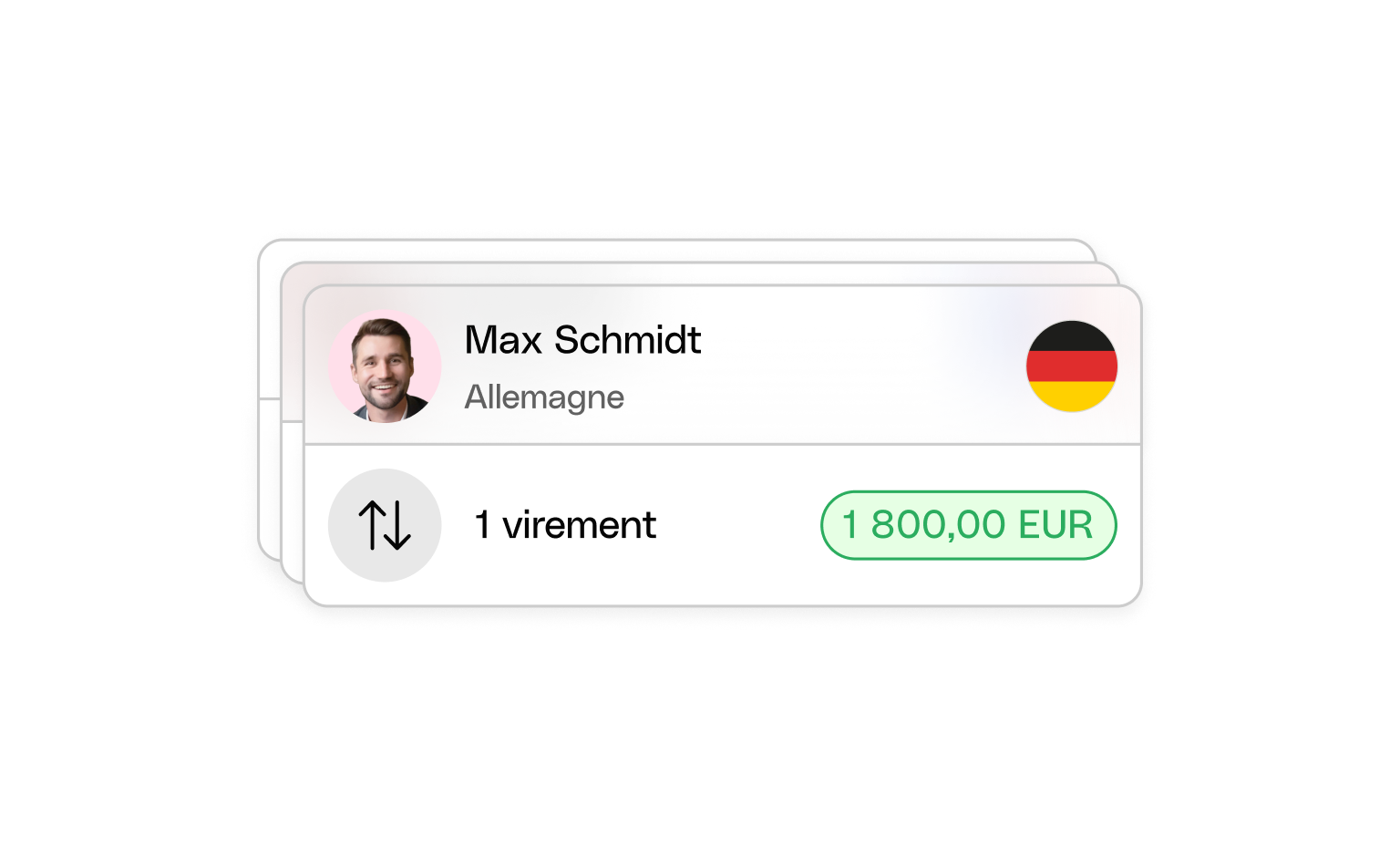 Interface utilisateur Web Cartes Bento Headline Transfert SEPA Pop-up