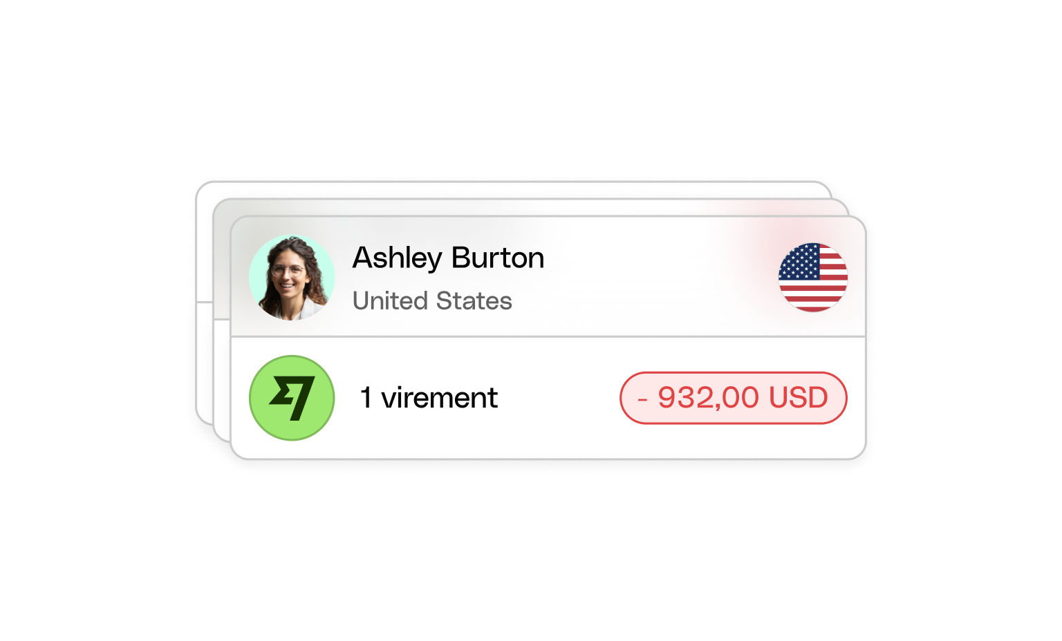 Interface utilisateur Web Cartes Bento Titre SWIFT Transfer Wise Pop up