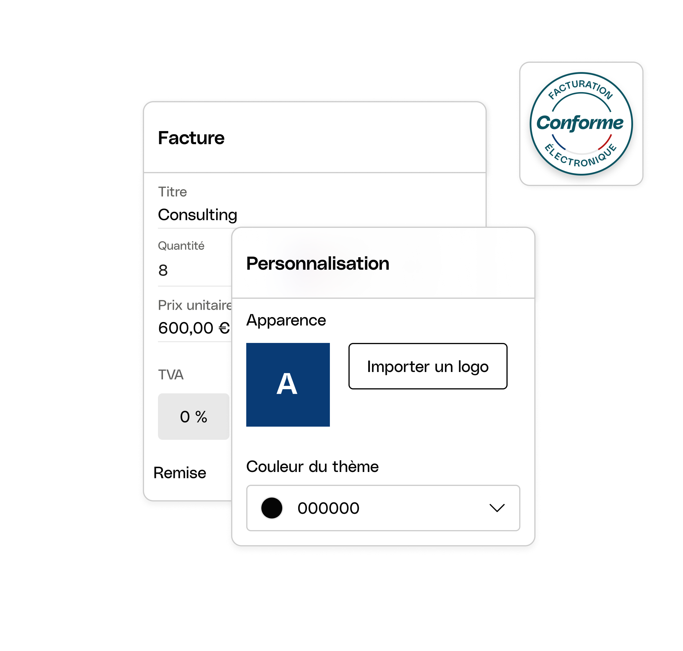 Badge de personnalisation de facture Bento - Sujet principal de l'interface utilisateur Web