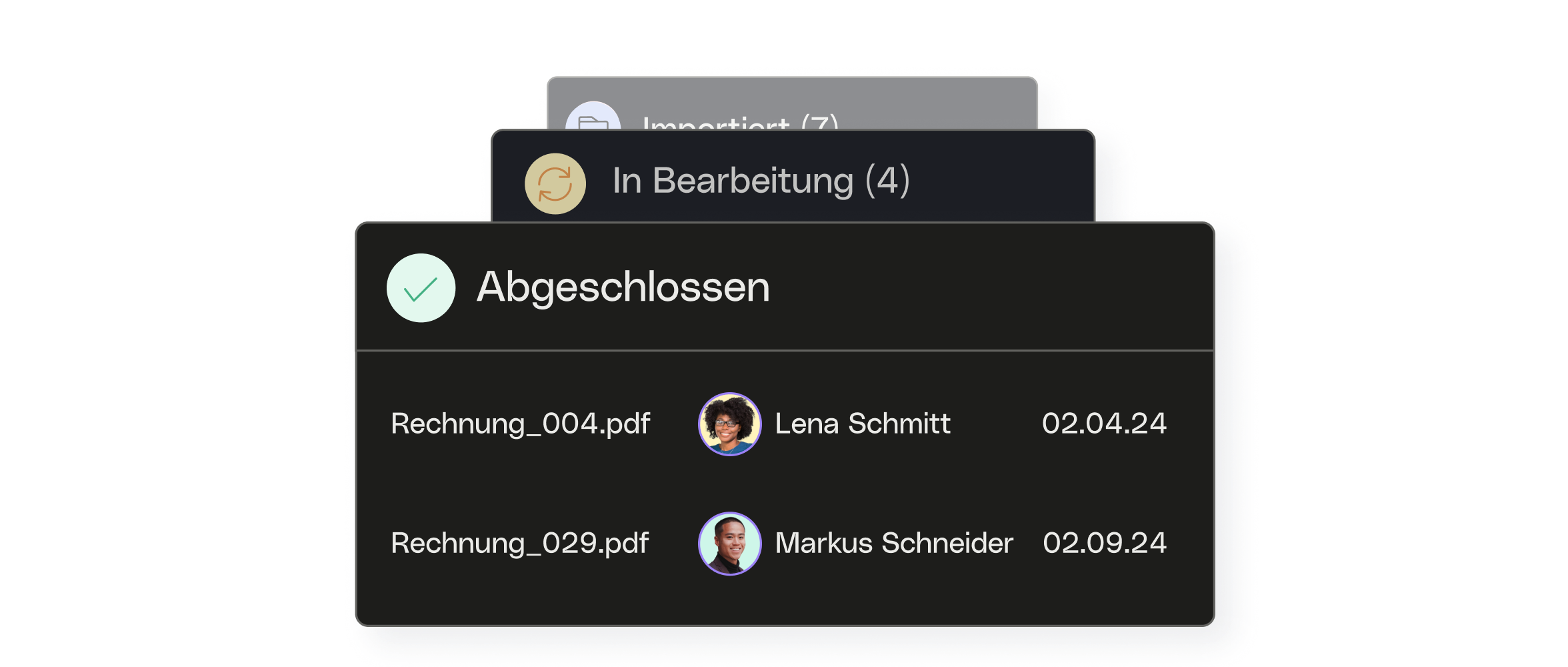 Web-UI-Karten Bento-Überschrift Qonto Einbettung von Buchhaltungsplattformen