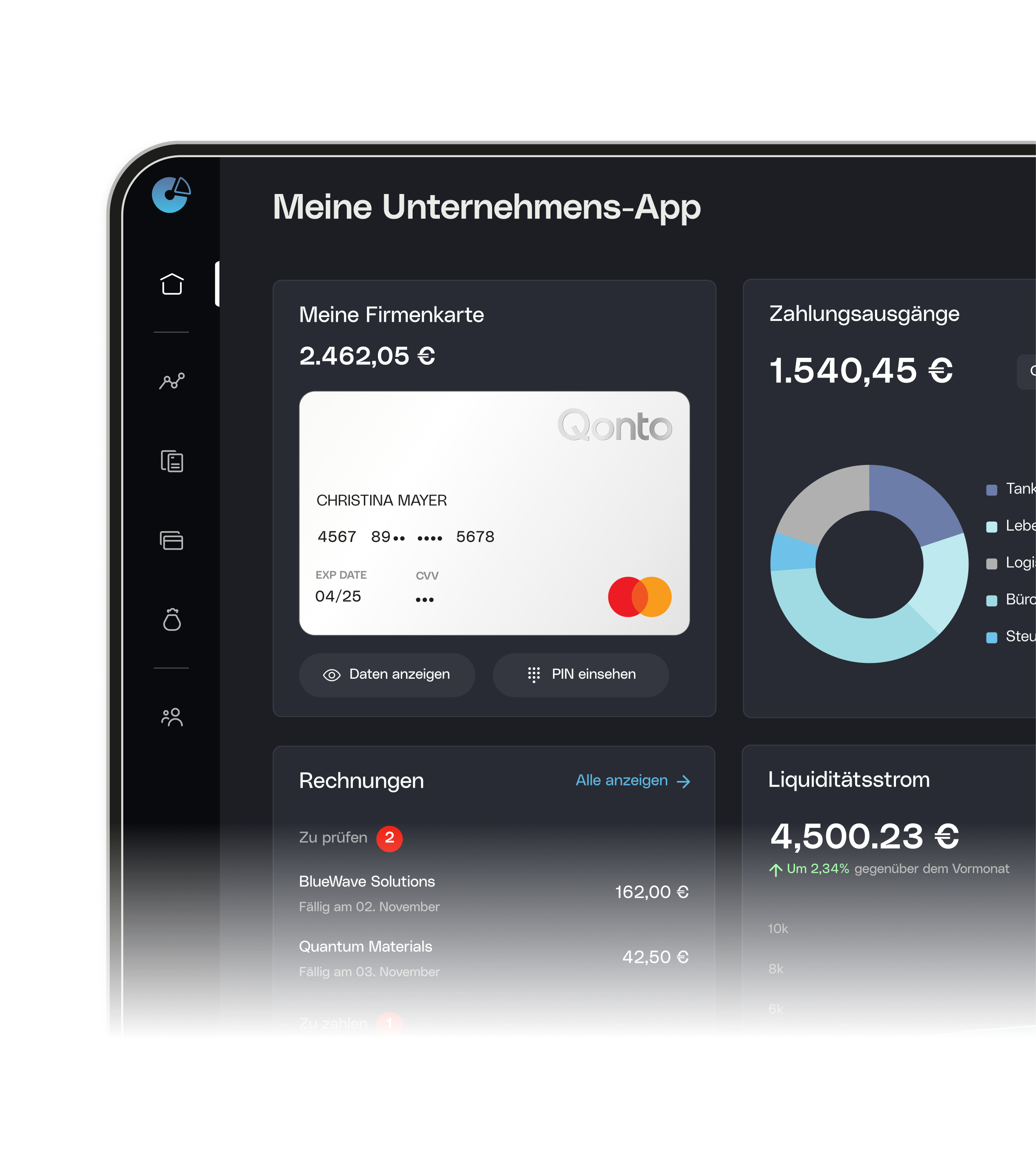 WEB UI Hero TopicHighlight Bento Qonto Einbetten Branchenspezifische Fälle