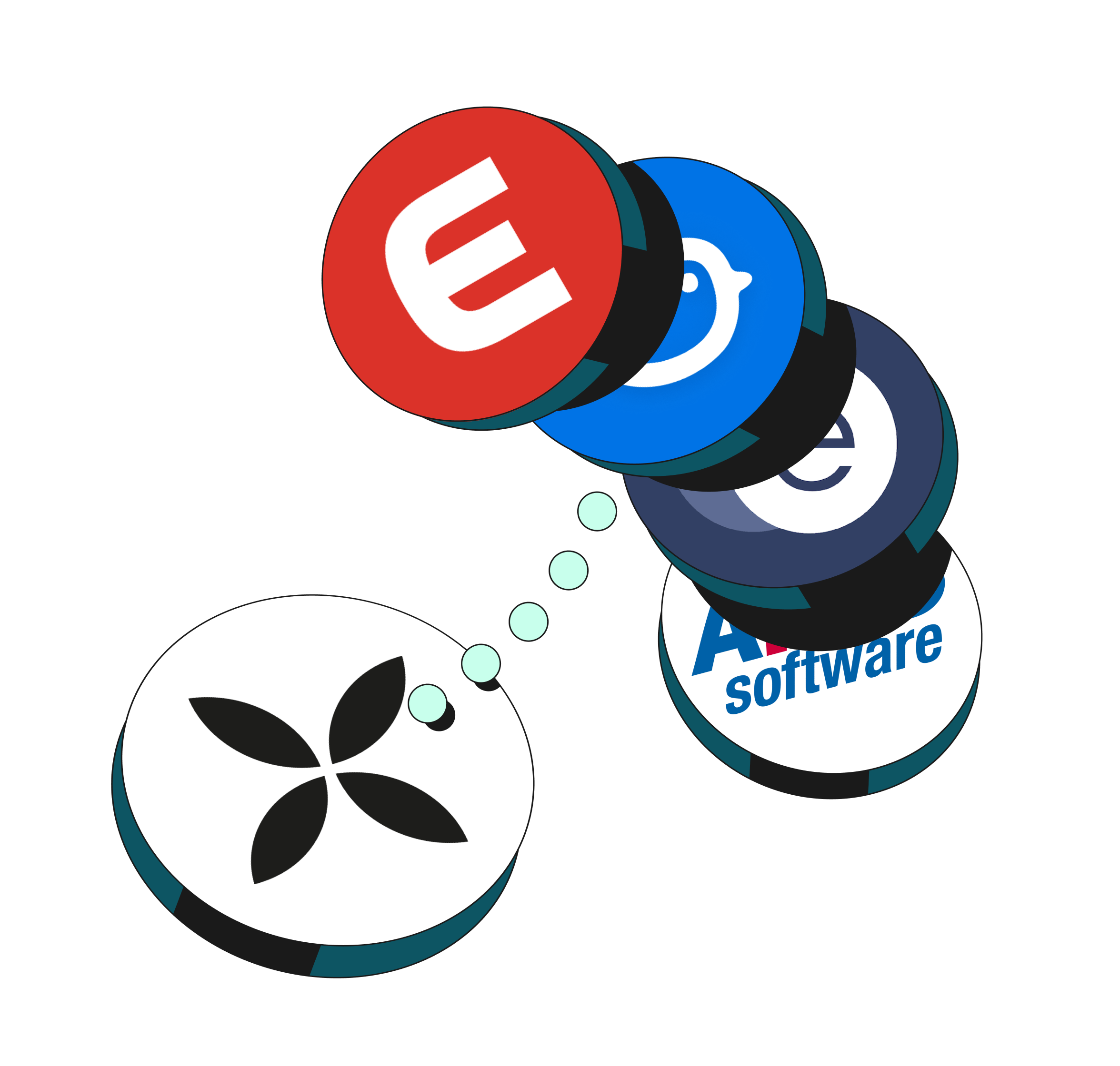 WEB Flow Mint Hero TopicHighlight Bento Integrations ExactOnline Moneybird Eboekhouden AFAS