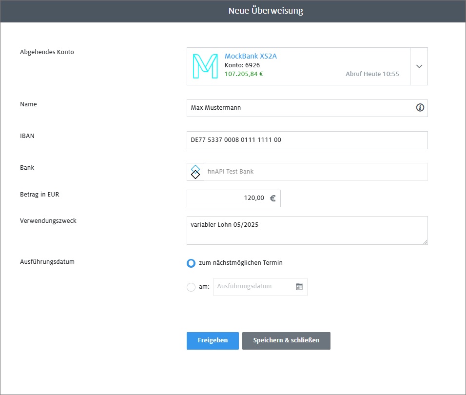 Agenda   create payment