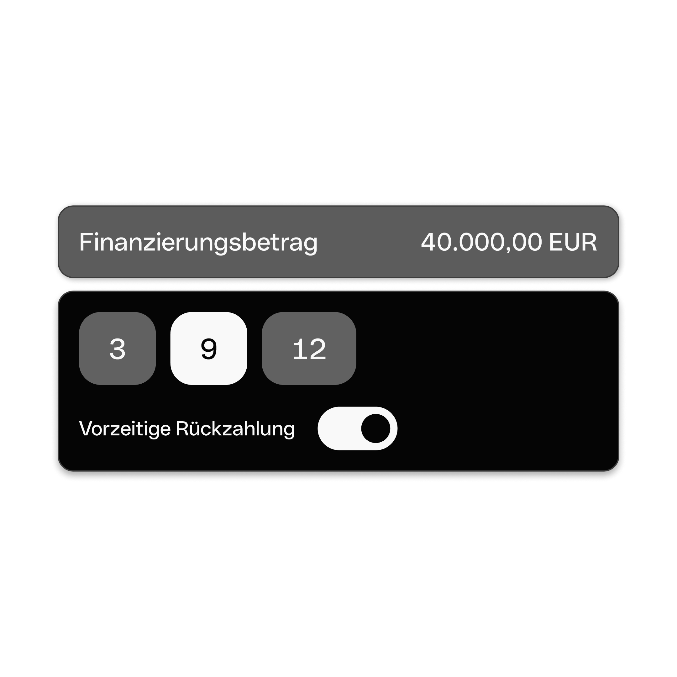 Web-Benutzeroberfläche # Finanzierung Einfacher Dunkelmodus