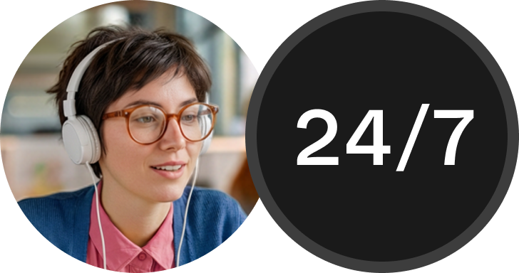 WEB Badge Kundensupport 24/7 DarkMode WbRvmp