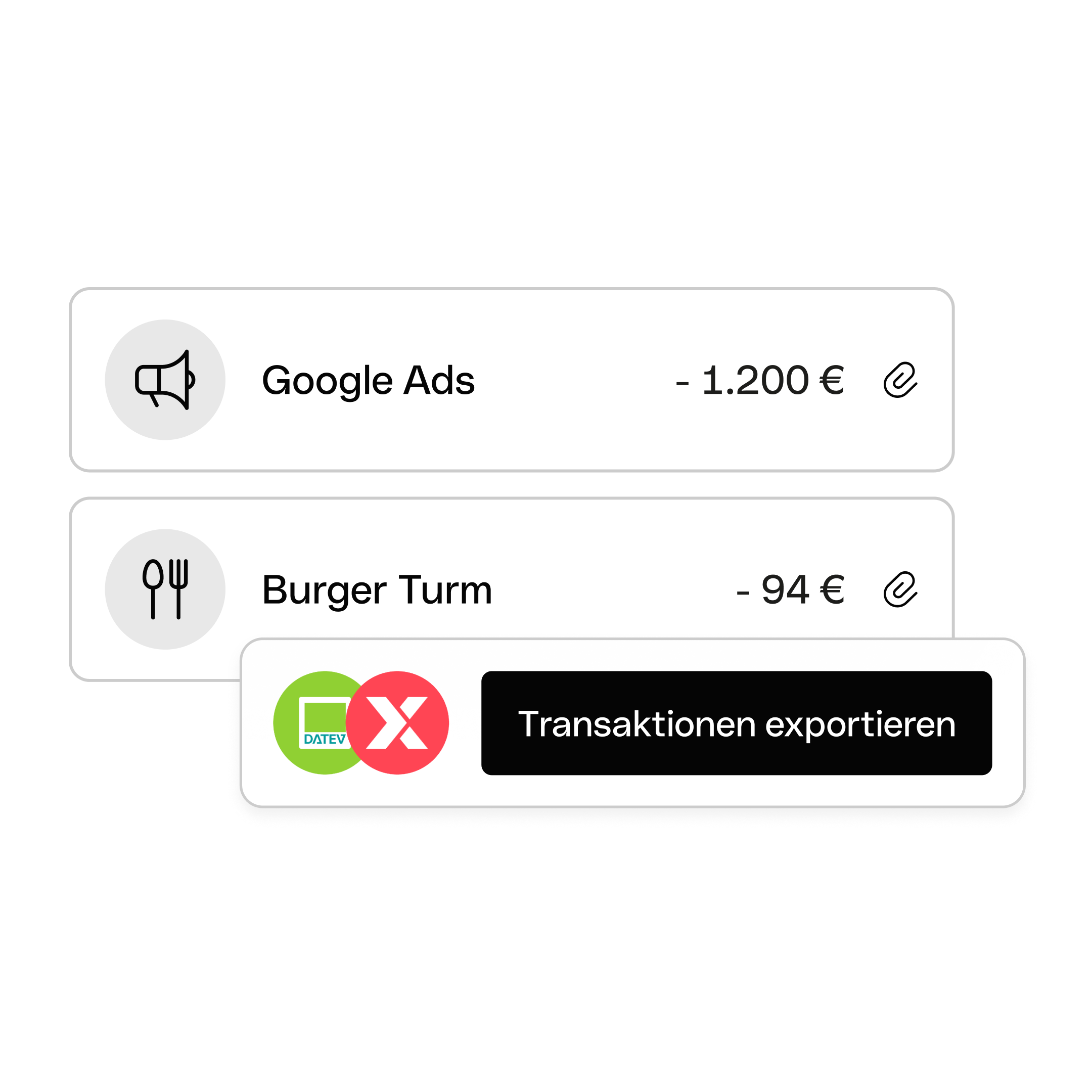 WEB AT UI Hero TopicHighlight Bento Headline Cards Export Transaktionen Integrationen Datev Lexware WbRvmp