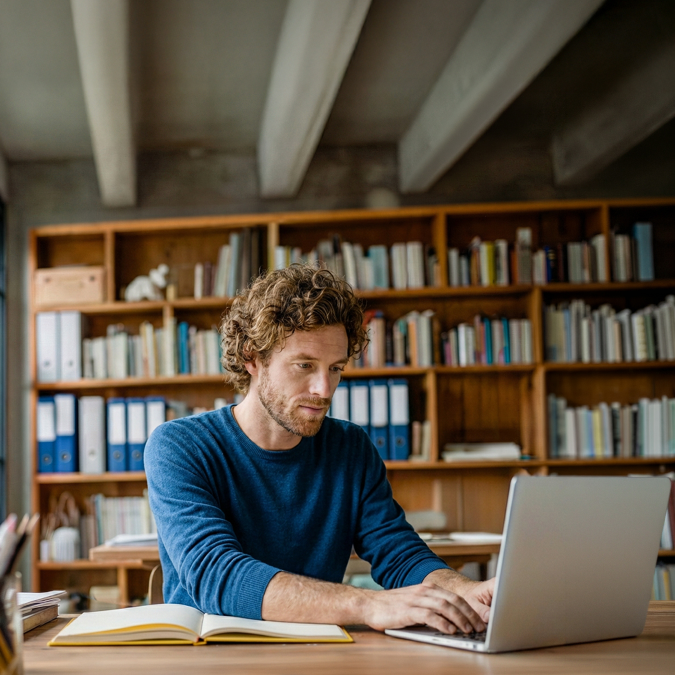 WEB BrandPhoto Hero TopicHighlight Bento Headline Cards Tiles Freelancer at Desk Man WbRvmp