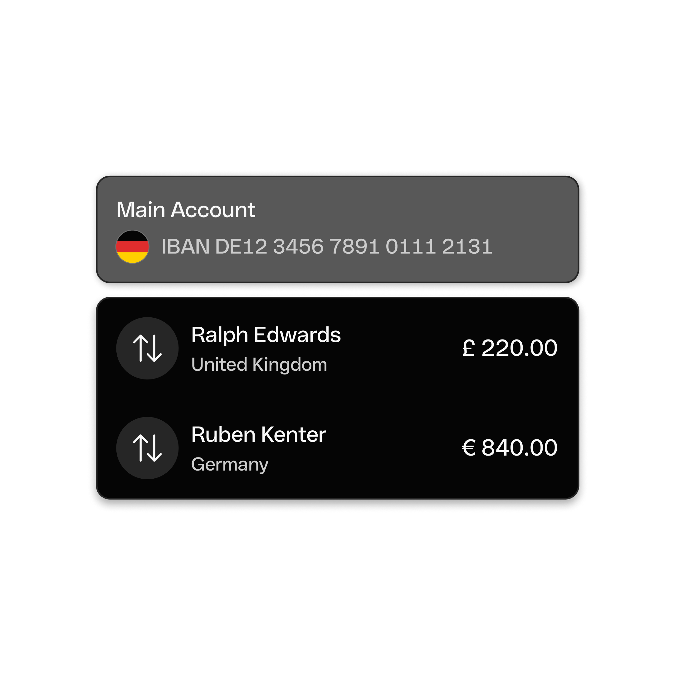 WEB ENDE UI Hero TopicHighlight Bento Headline Cards IBAN Transfers Payments Homepage DarkMode WbRvmp