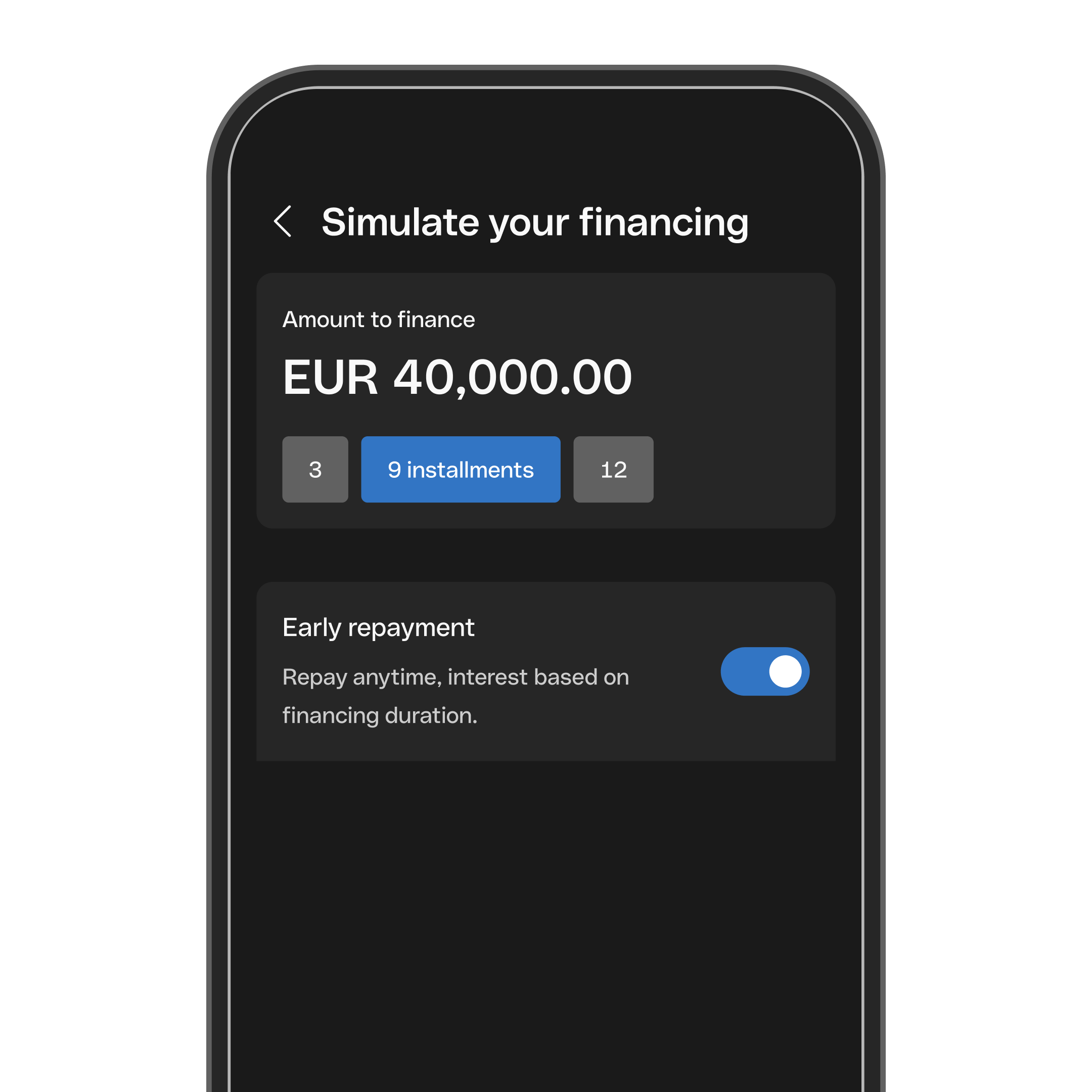 WEB ENDE UI Hero TopicHighlight Bento Headline Cards Financing Simulation DarkMode WbRvmp