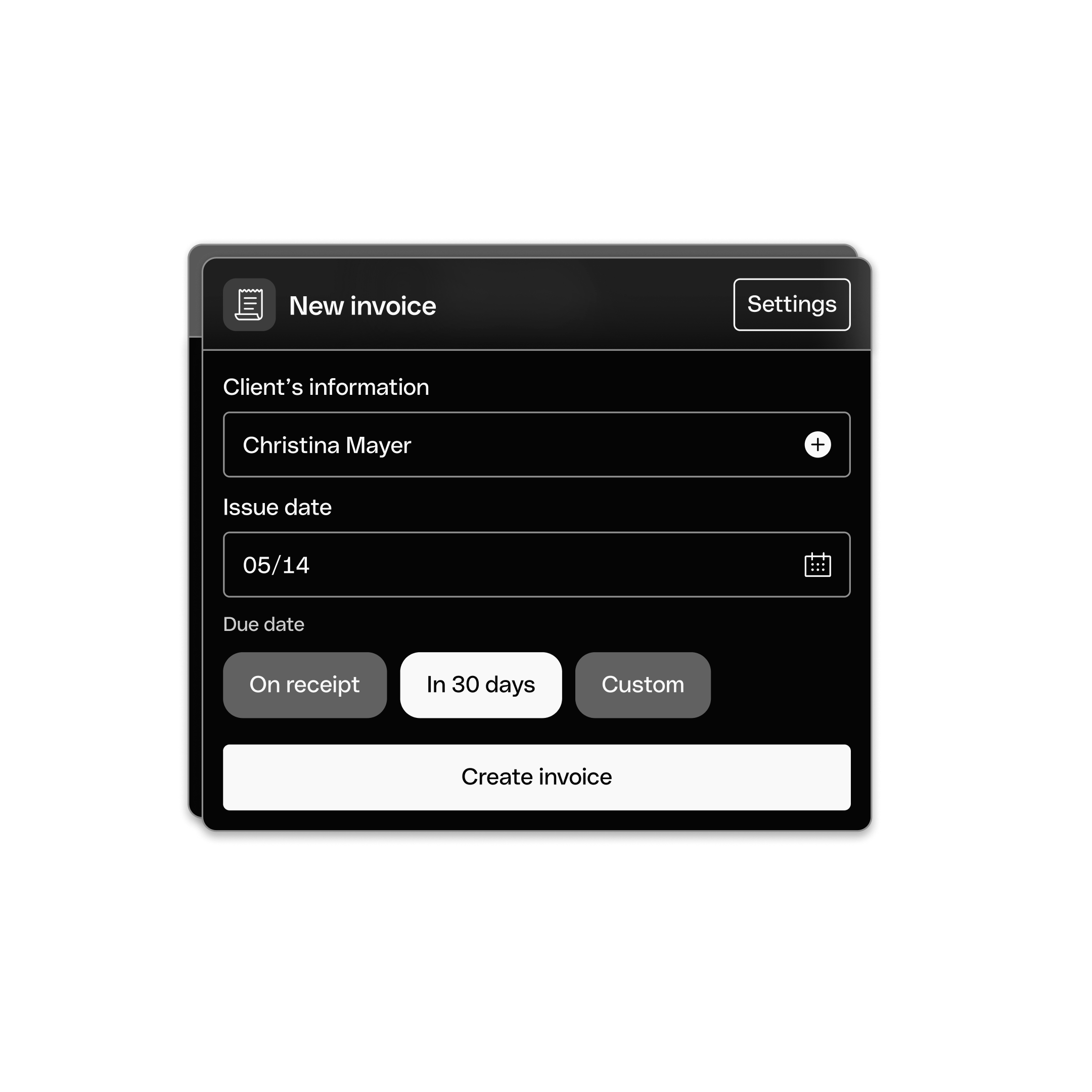 New Invoice Creation DarkMode