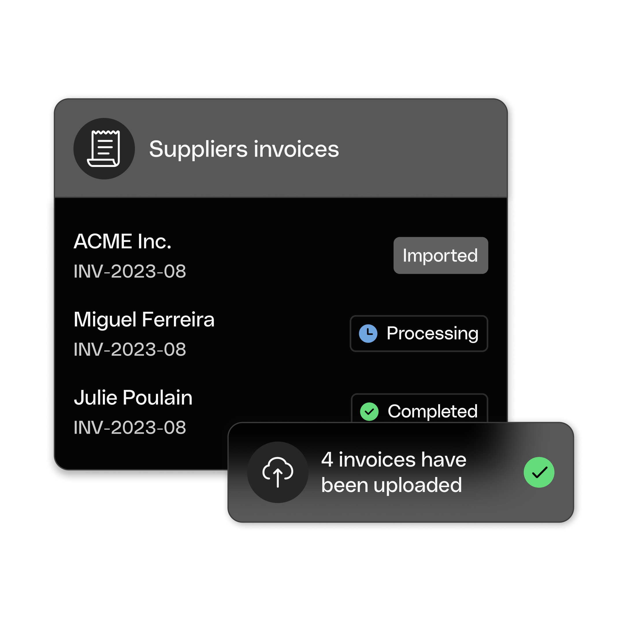 WEB ENDE UI  Hero TopicHighlight Bento Headline Cards Invoicing Upload Invoice DarkMode WbRvmp