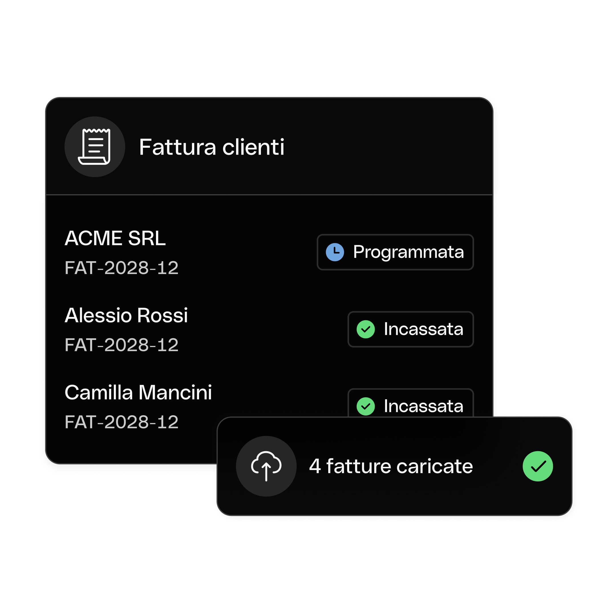 WEB IT UI Hero TopicHighlight Bento Headline Cards Fatturazione Carica fattura DarkMode WbRvmp