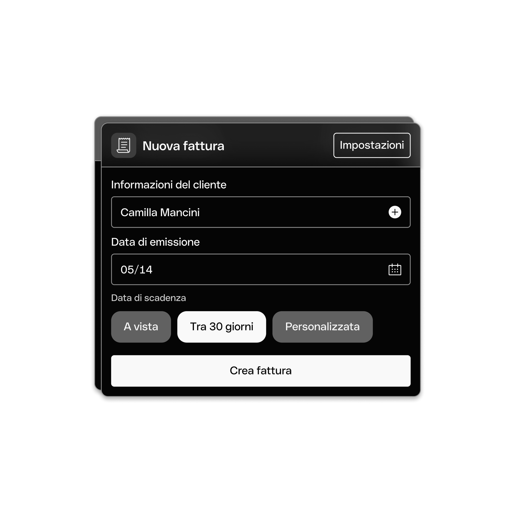 Nuova creazione fattura DarkMode