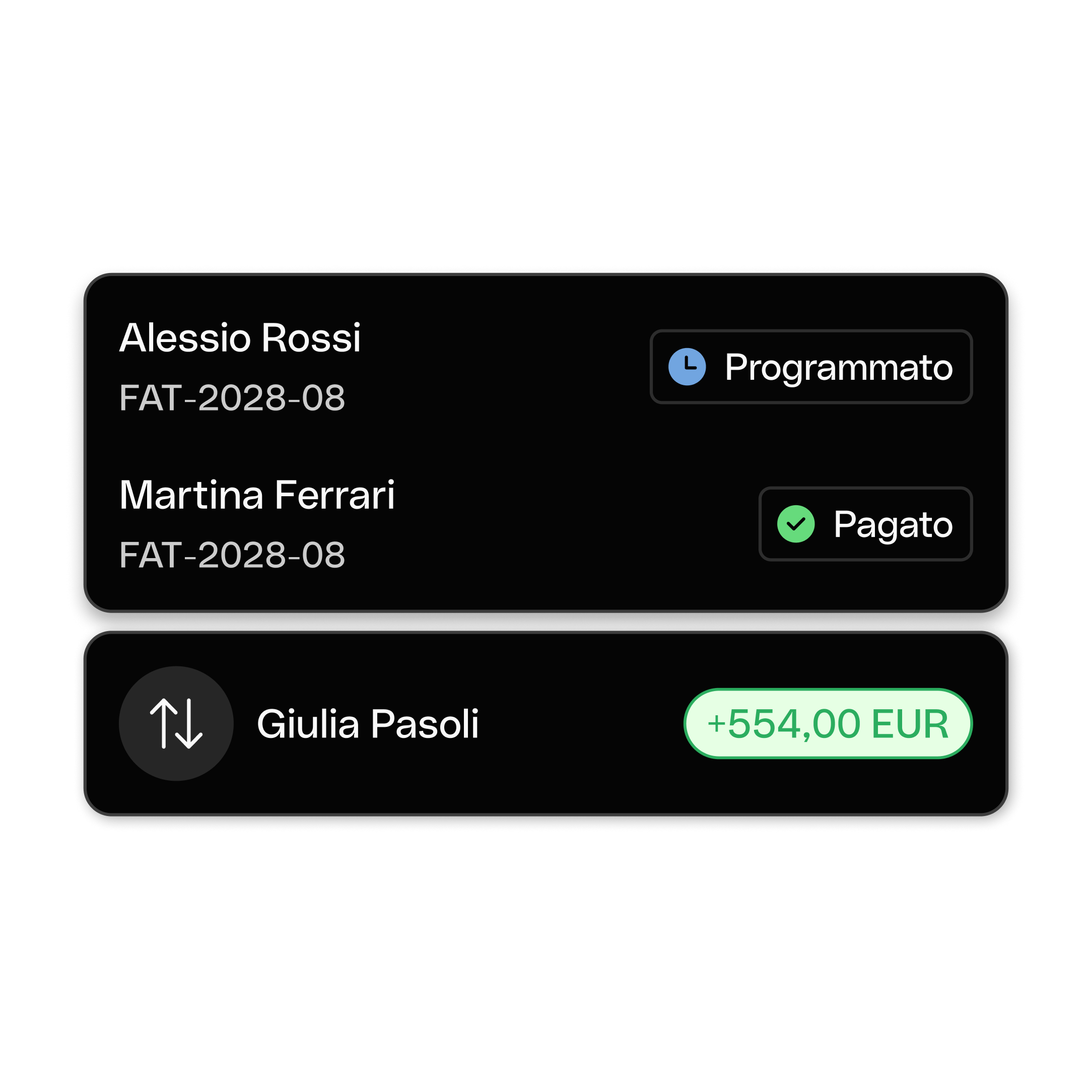WEB IT UI Hero TopicHighlight Bento Headline Cards Fatturazione Trasferimento DarkMode WbRvmp