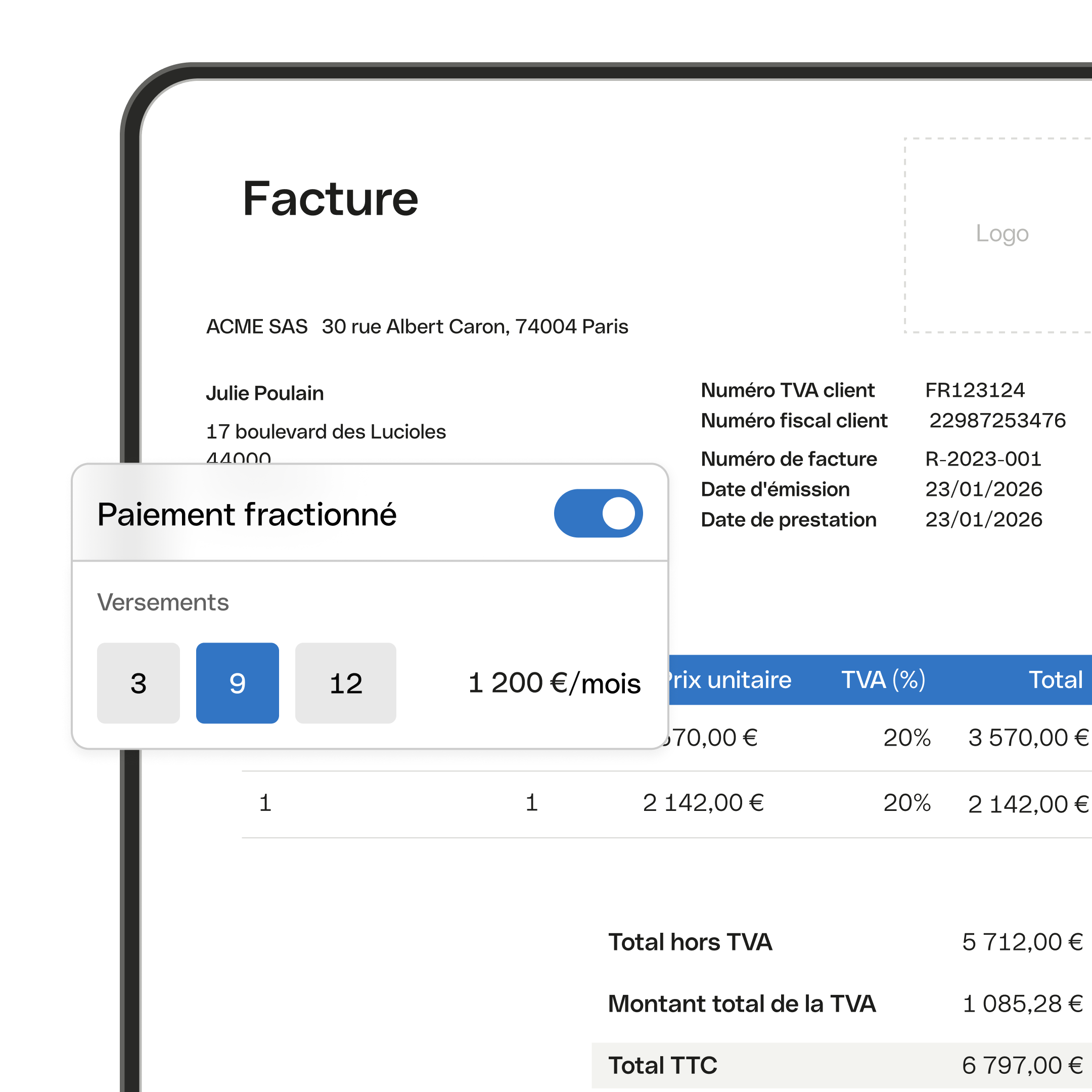 Interface utilisateur Web : Sujet principal, En vedette, Bento, Titre, Cartes, Facture, Payer plus tard, WbRvmp